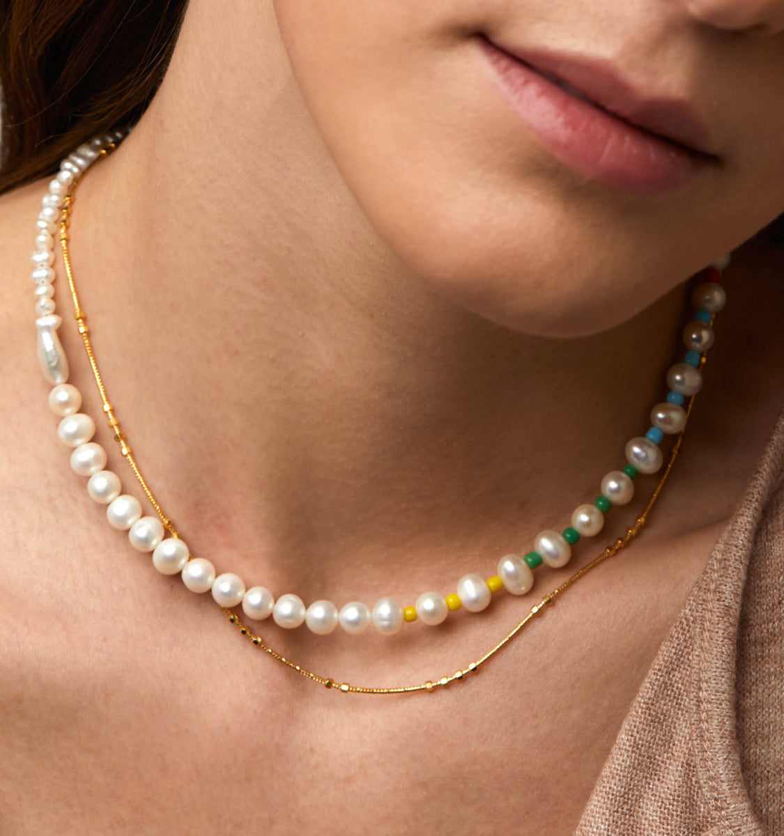 Freshwater Pearl Necklace With Gemstones – Rellery