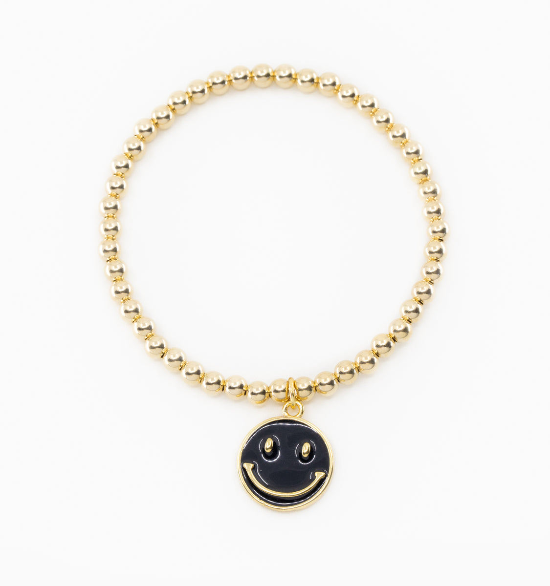 Stainless Steel Happy Face Charm Bracelet Rose Gold Plated