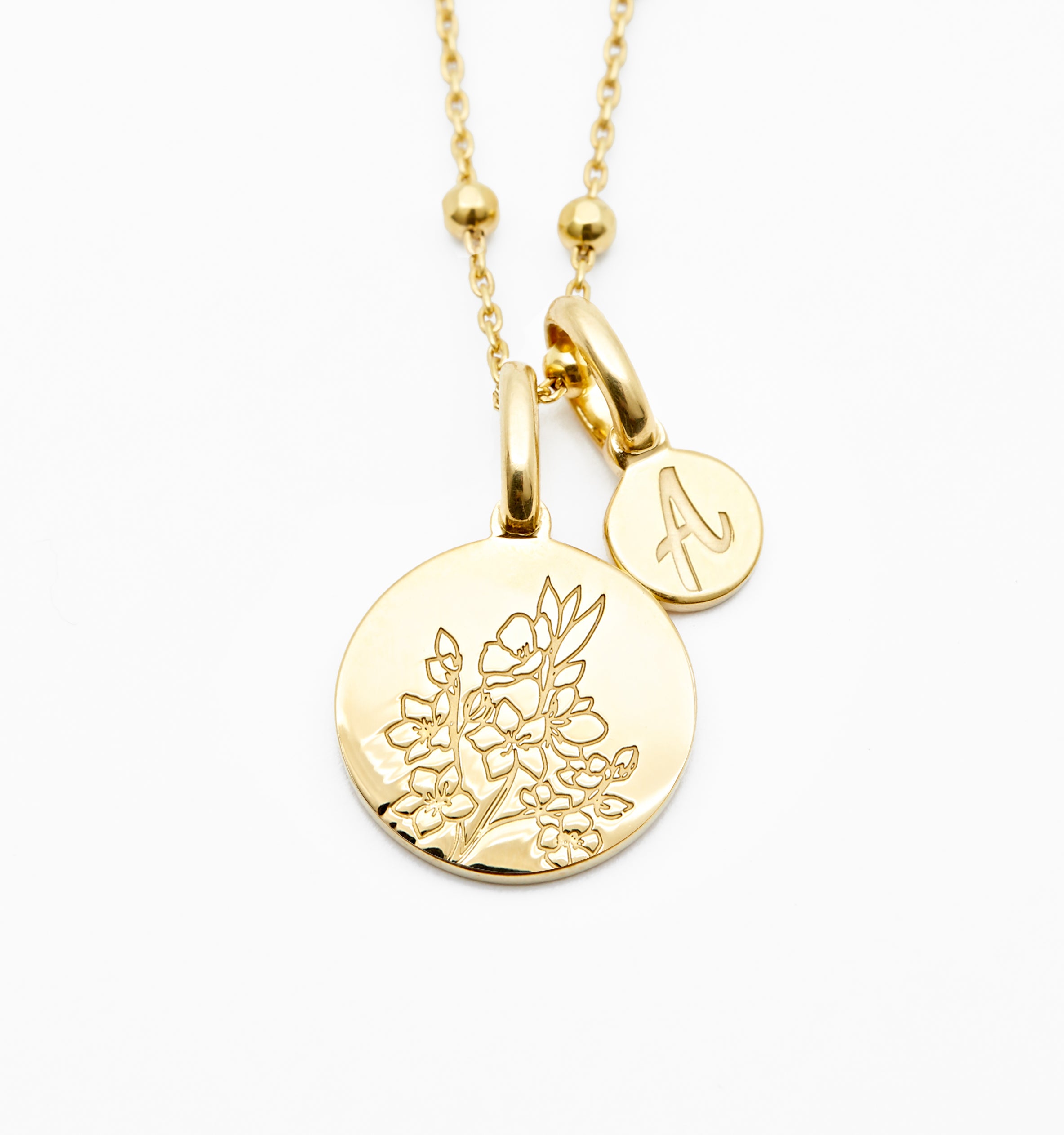 Cherry Blossom Initial Necklace - March Flower