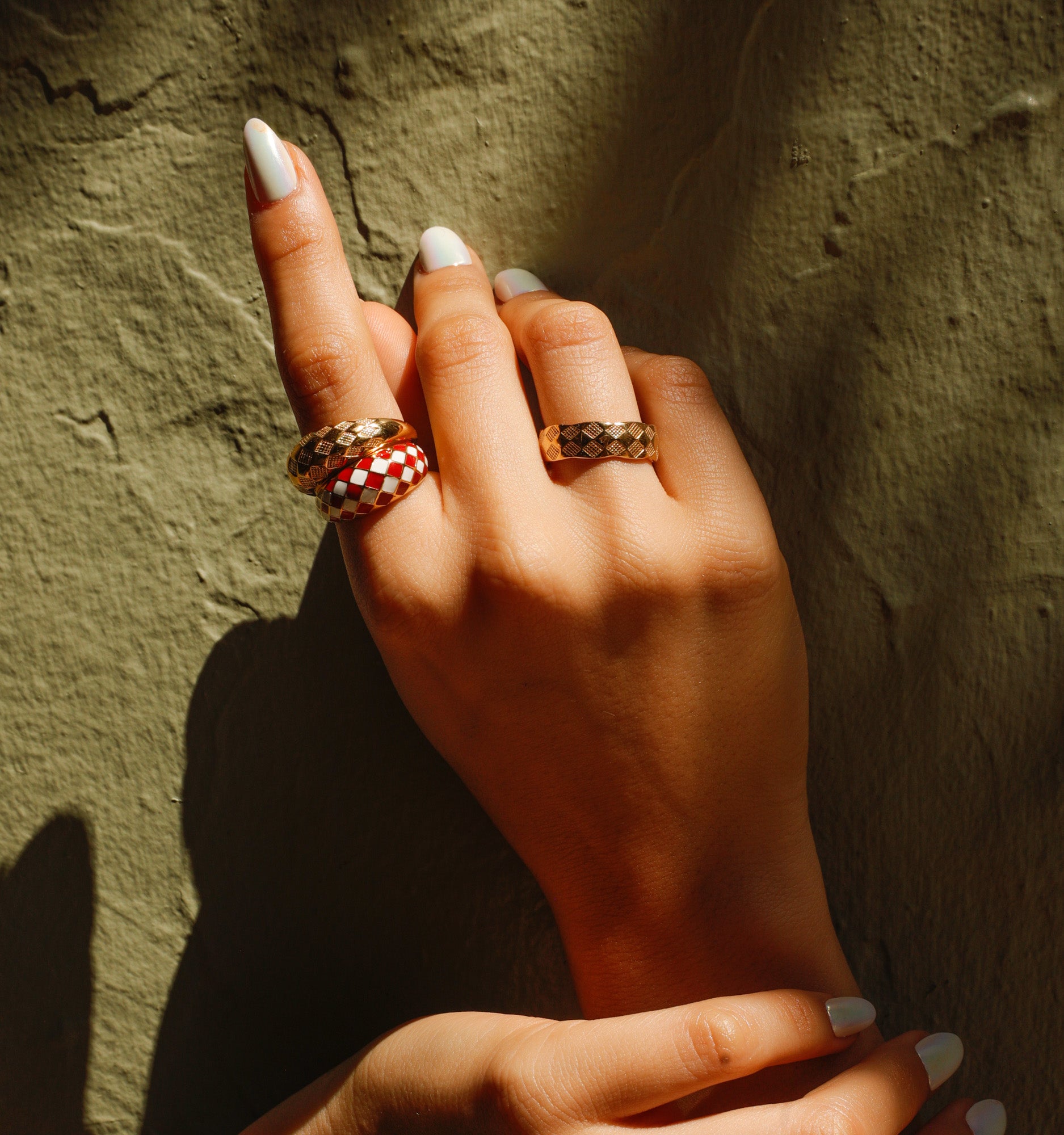 Checker Rings - Red Set of 2