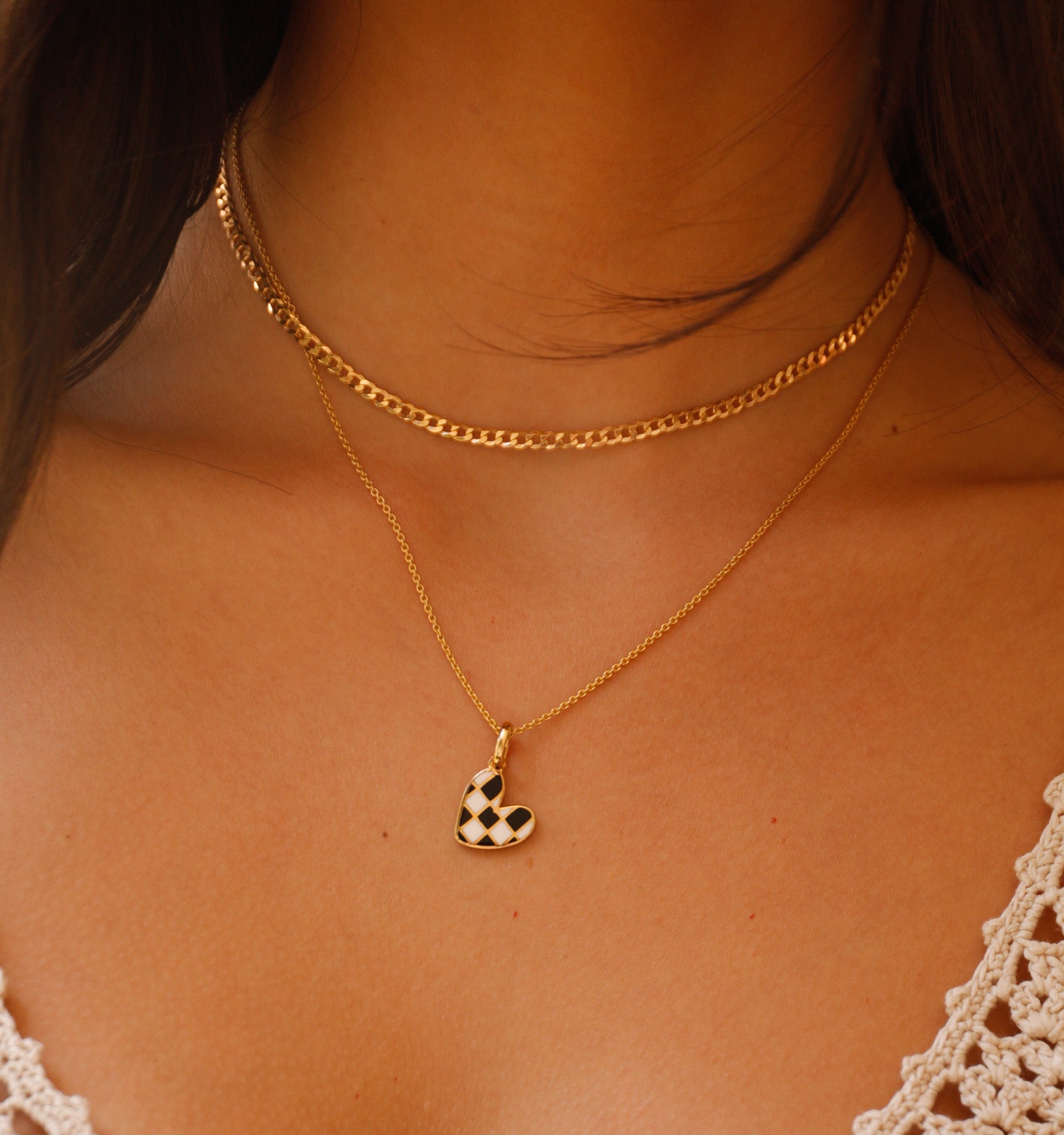 Checker Heart Necklace