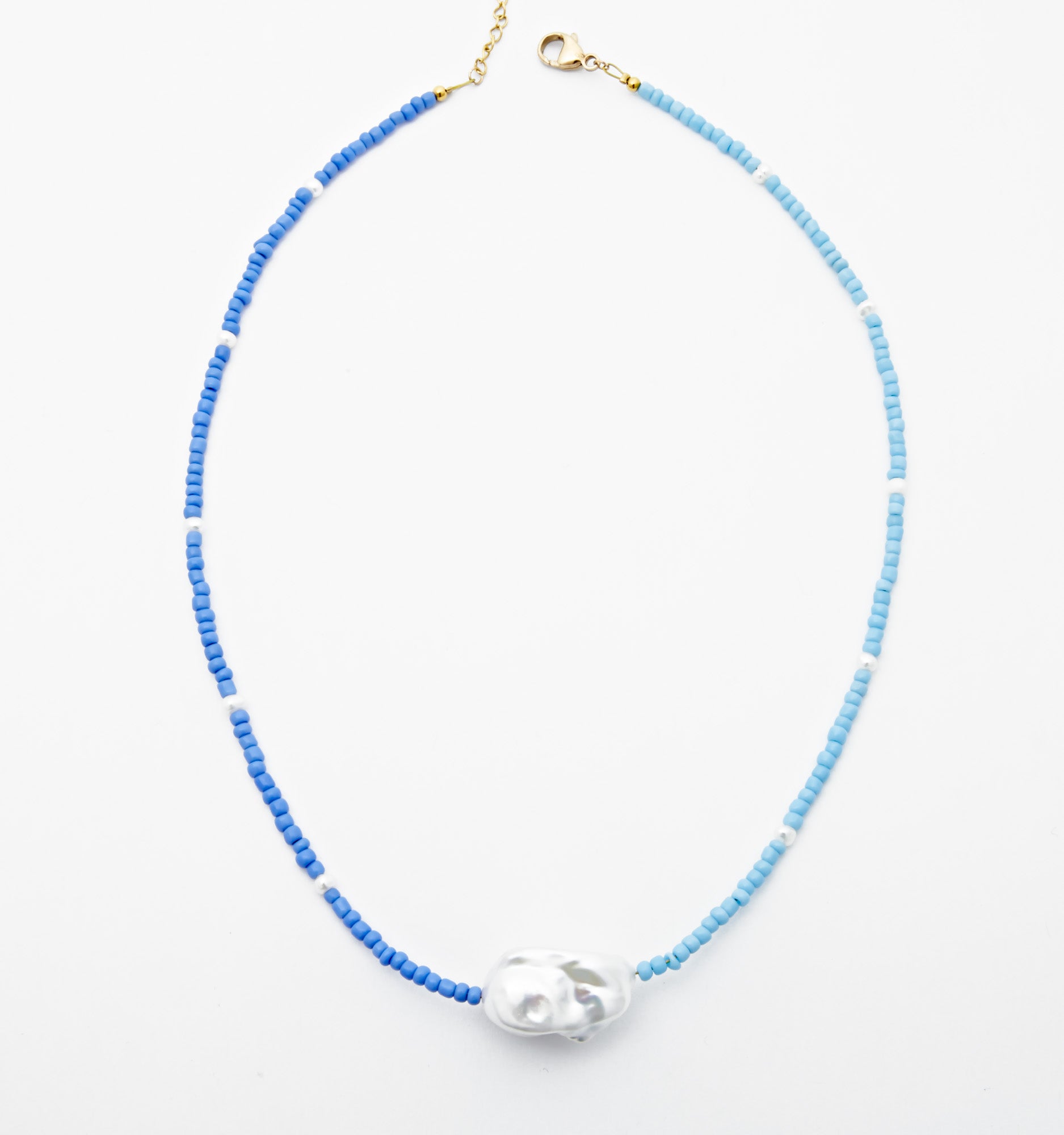 Pearl Choker Necklace in Bright Blues