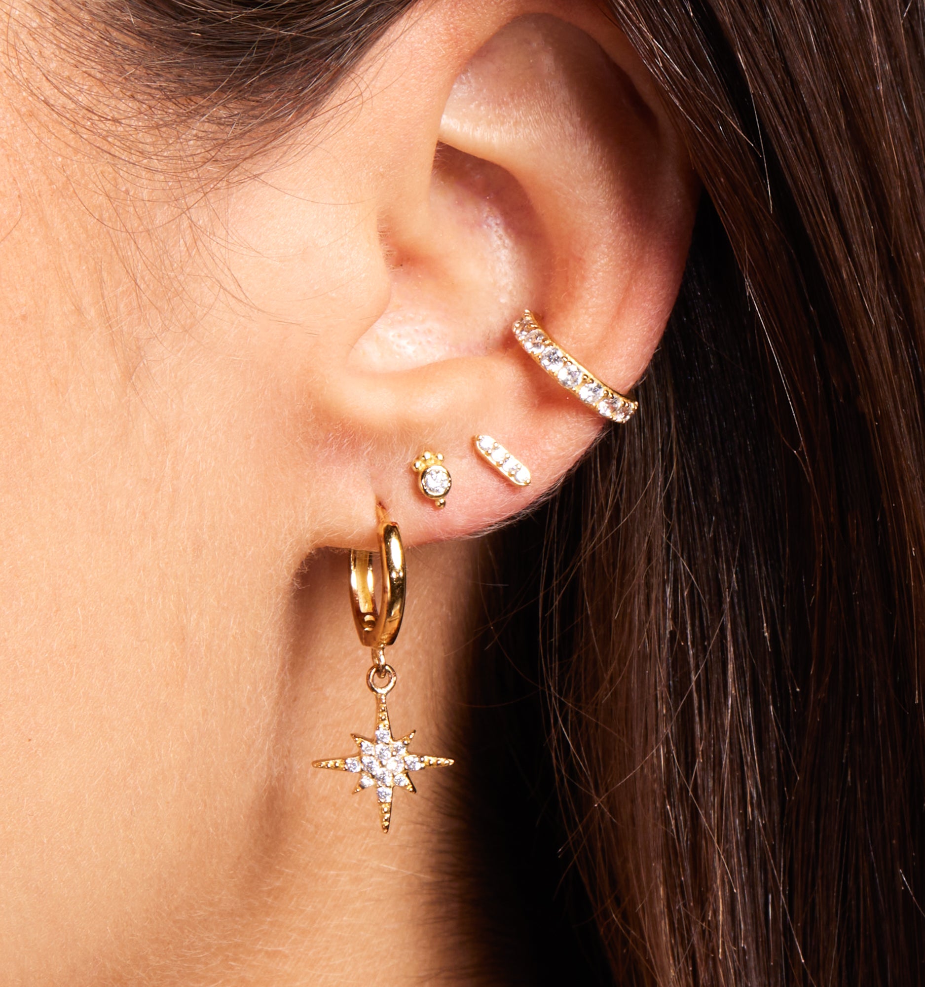 Gold Pave Stud Earrings