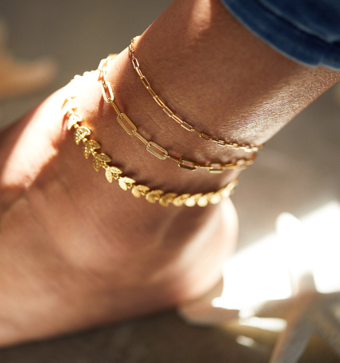 【RELLERY】Square Linkアンクレット Gold Anklet: Thin Chain – Rellery