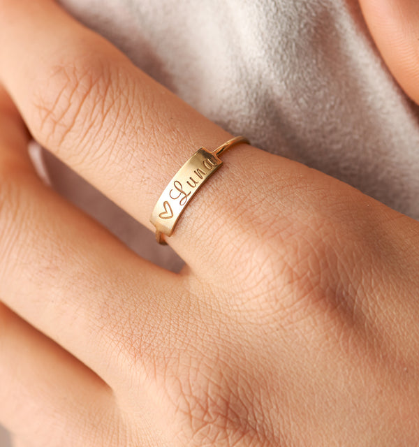 Small Personalized Bar Ring