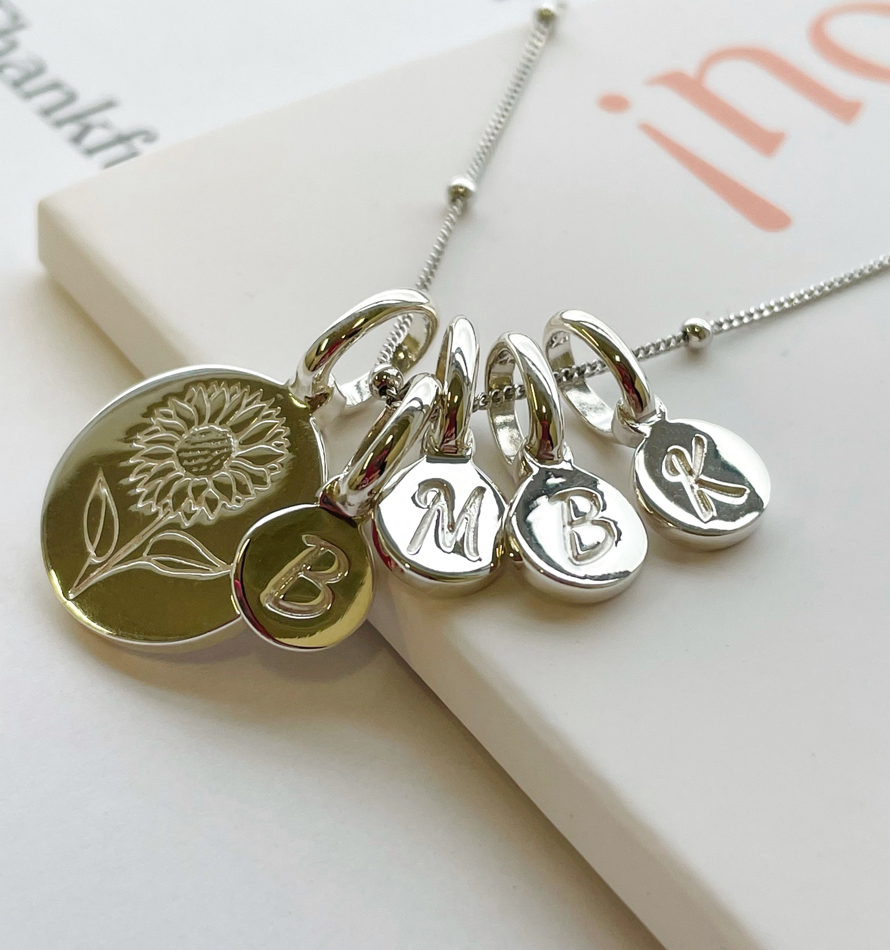 Marigold Initial Necklace - October Flower