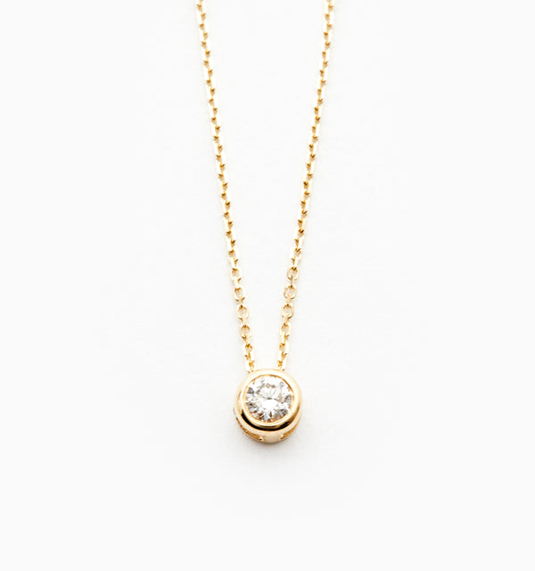 Diamond Bezel Necklace In 14K Solid Gold