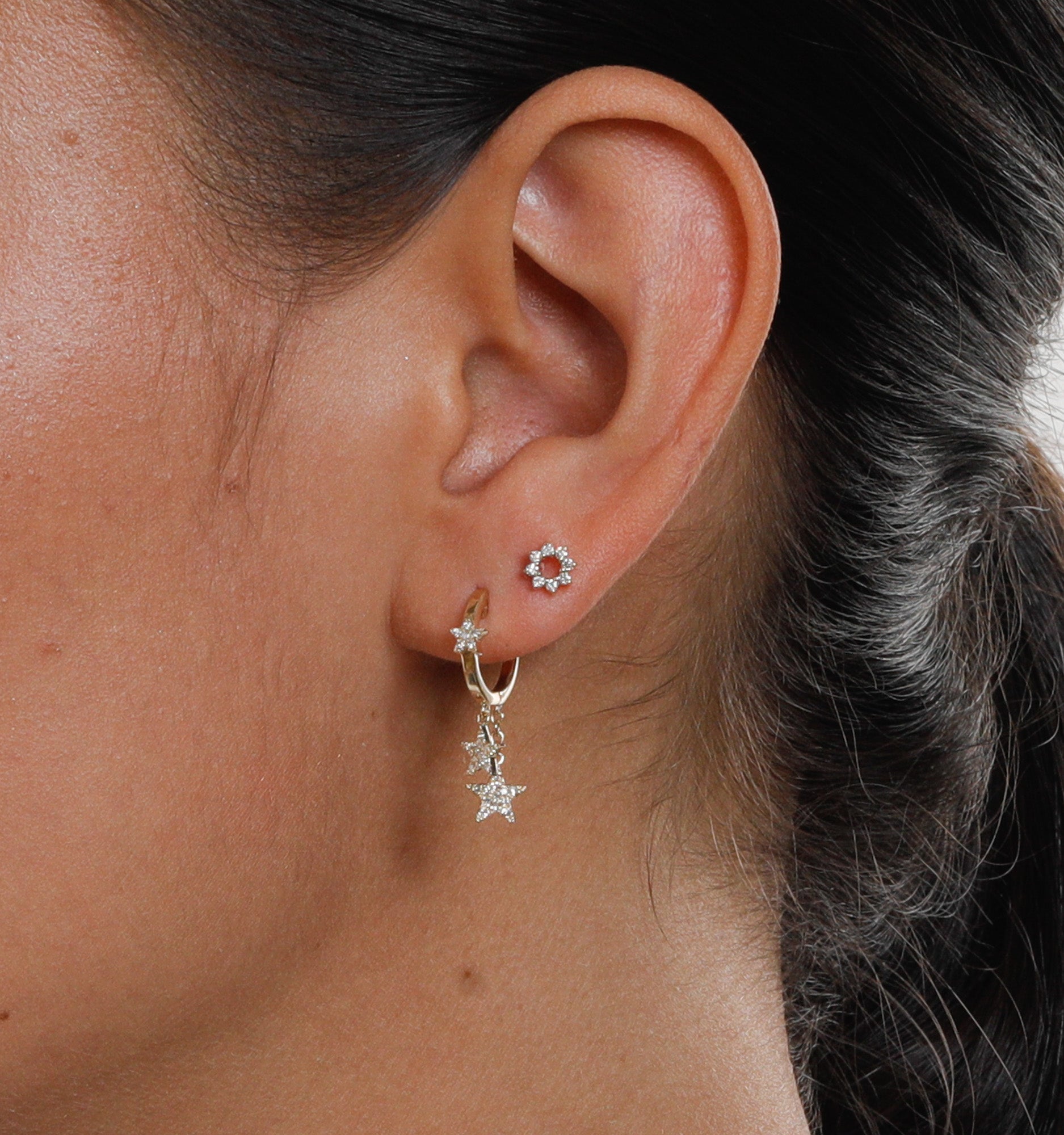 Sun Diamond Stud Earrings