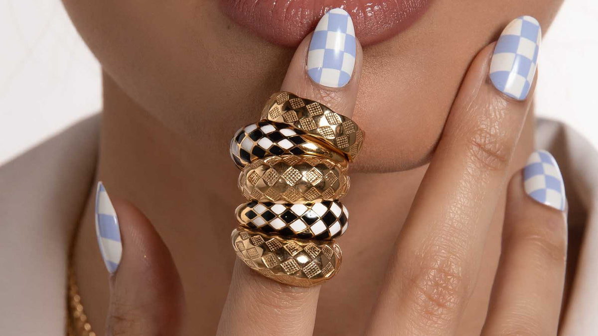 Checker Rings, Checkerboard Jewelry, Checker Pattern Rings – Rellery