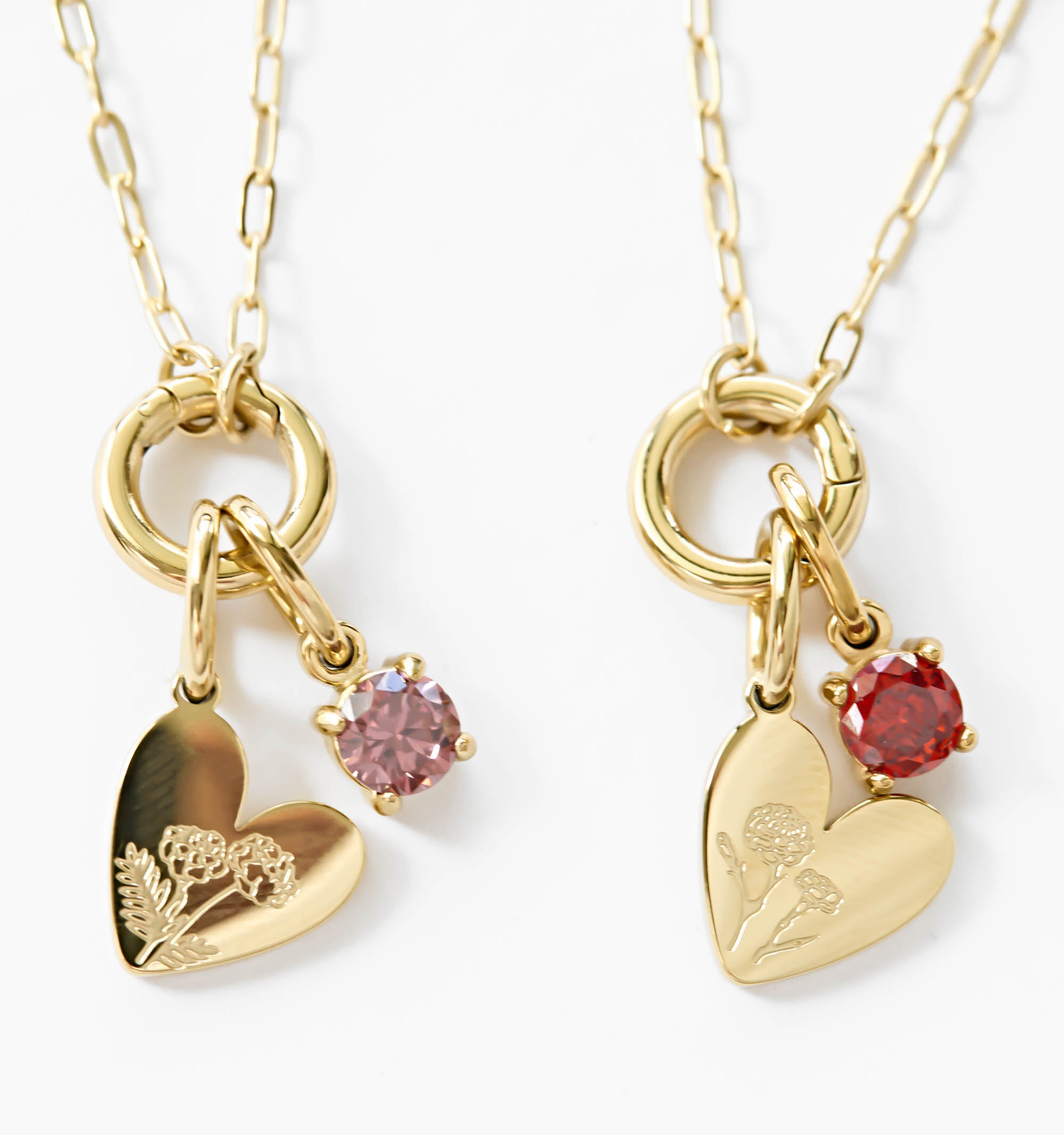Birth Flower Heart Charms