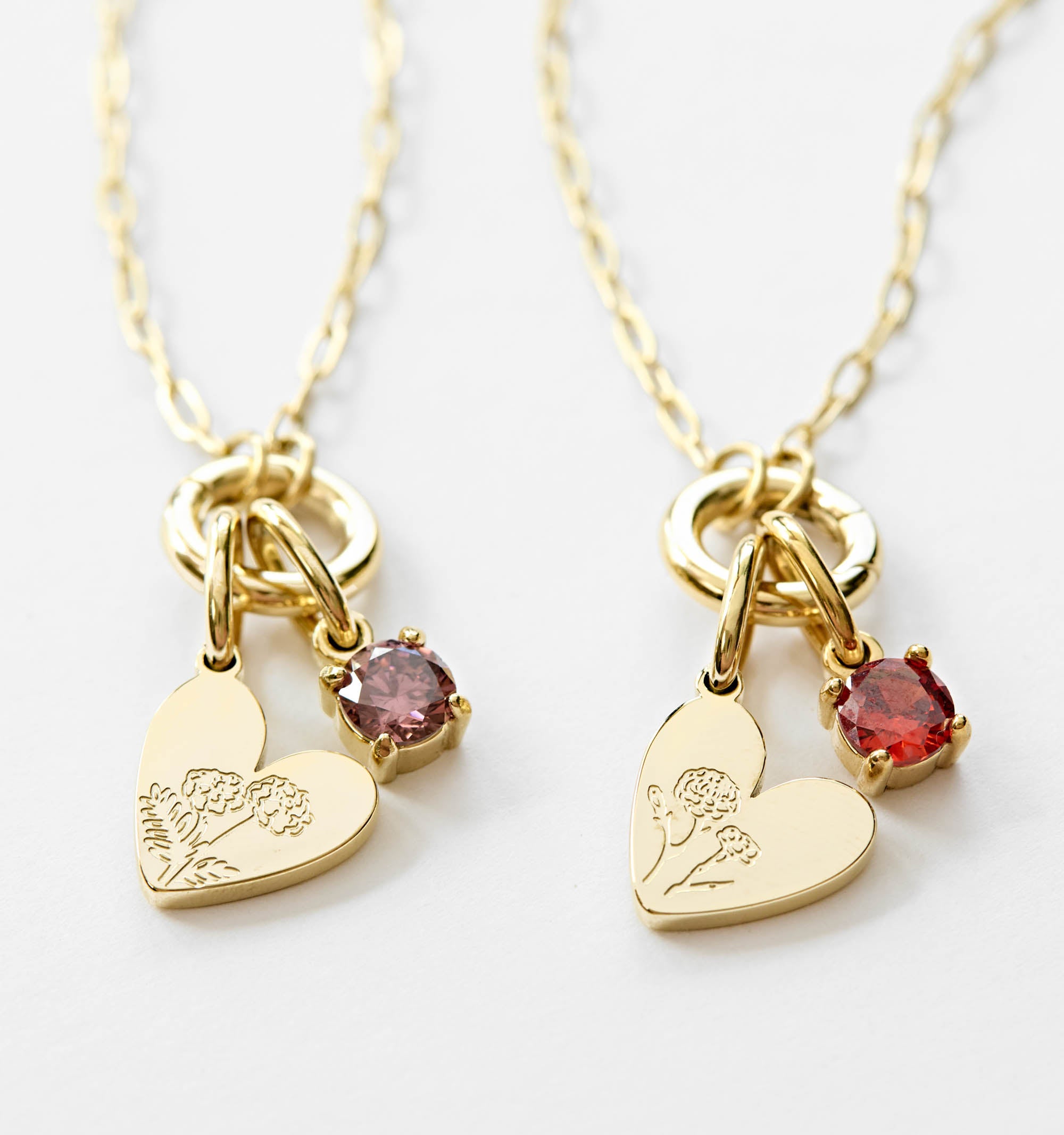 Birth Flower Heart Charms