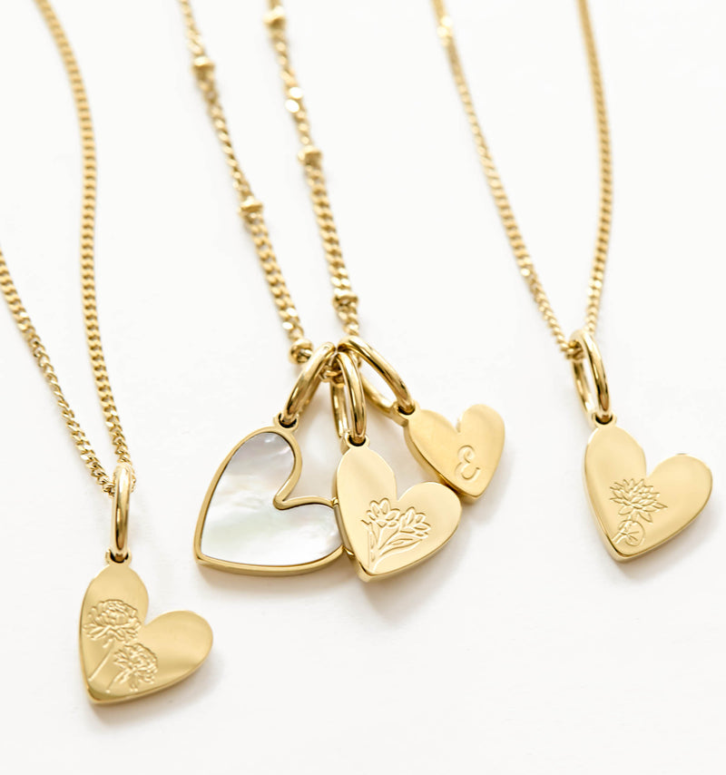 Birth Flower Heart Necklace