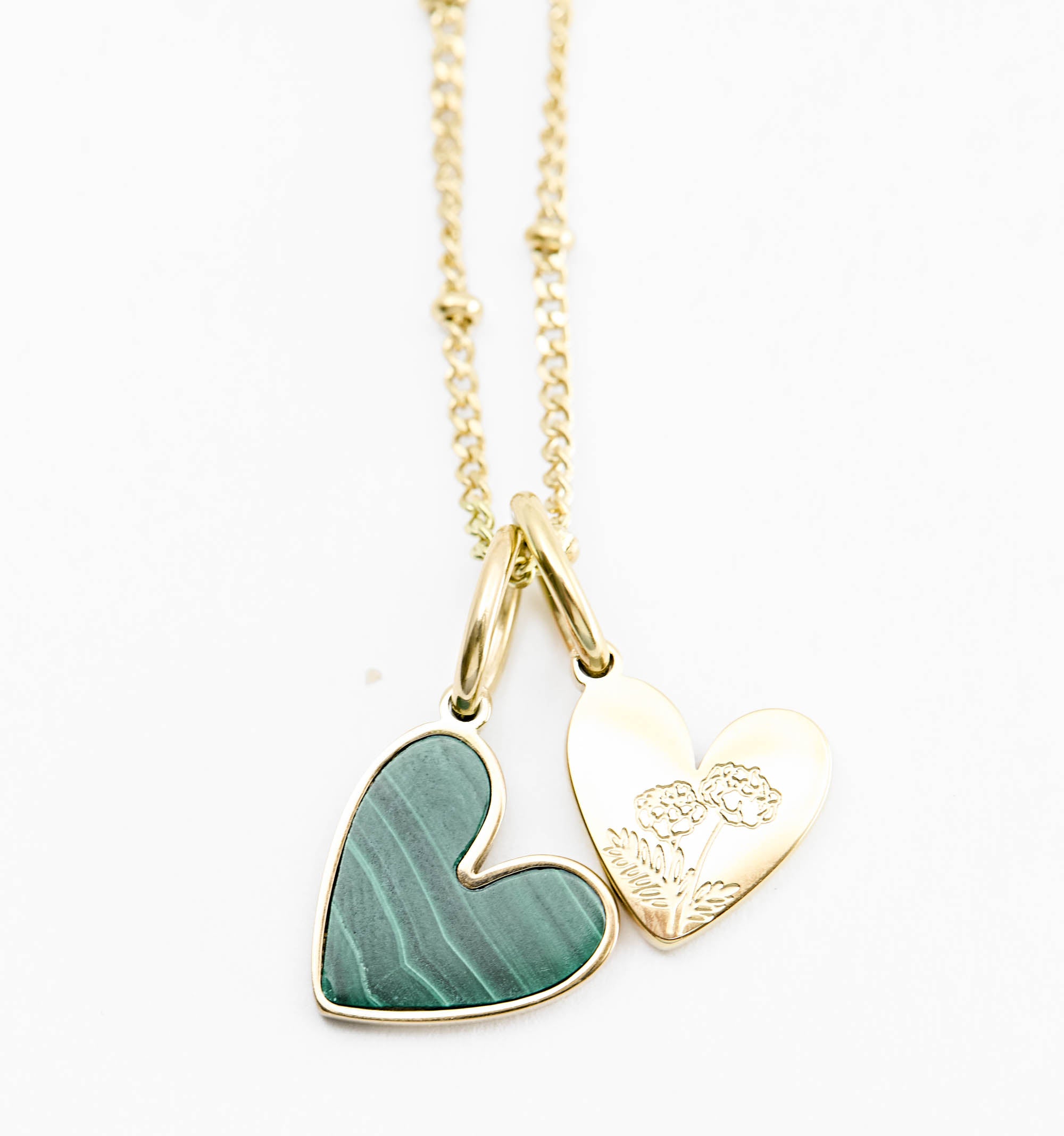 Birth Flower Heart Charms