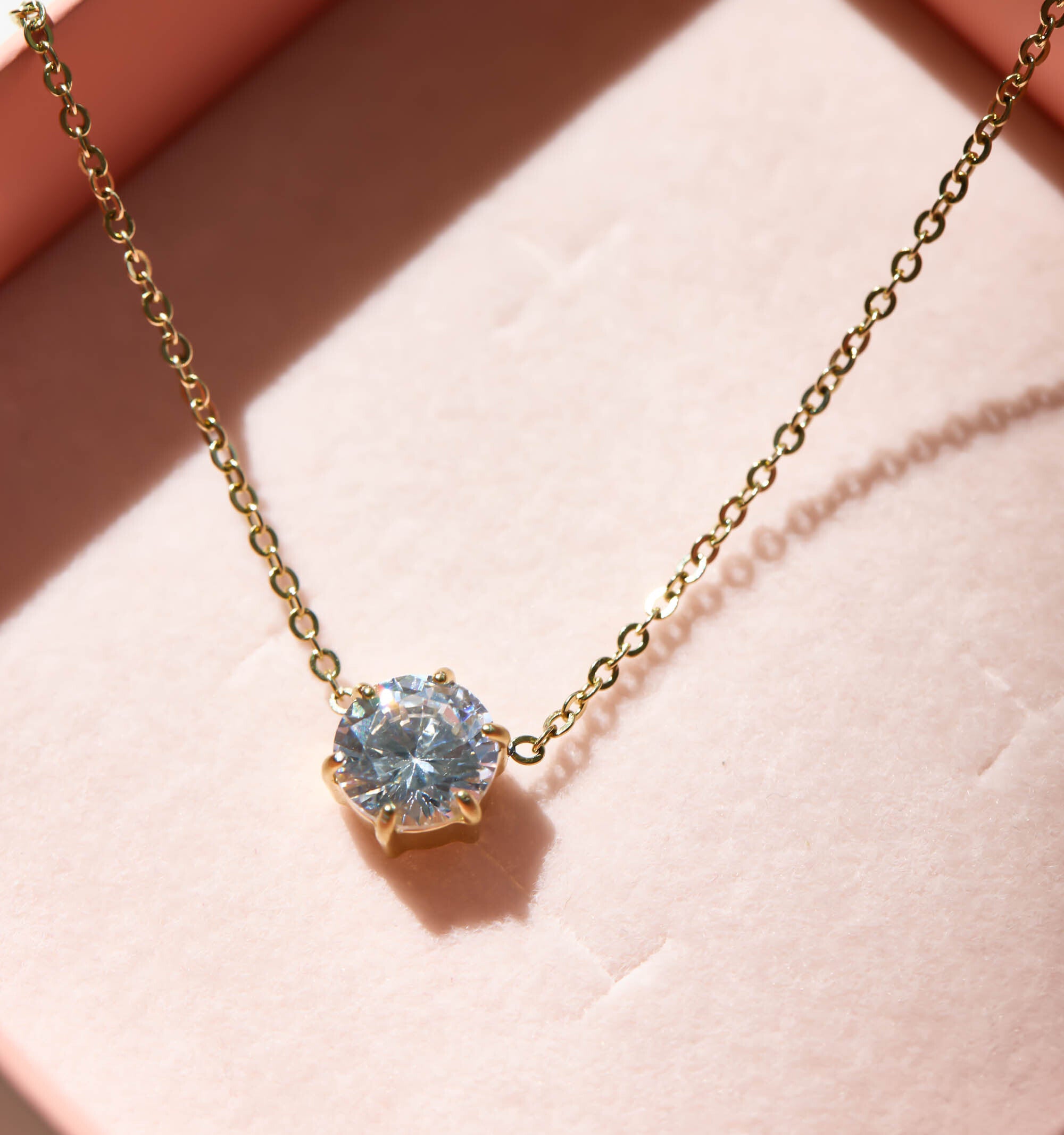 Solitaire CZ Diamond Necklace