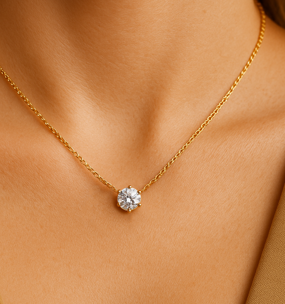 Solitaire CZ Diamond Necklace