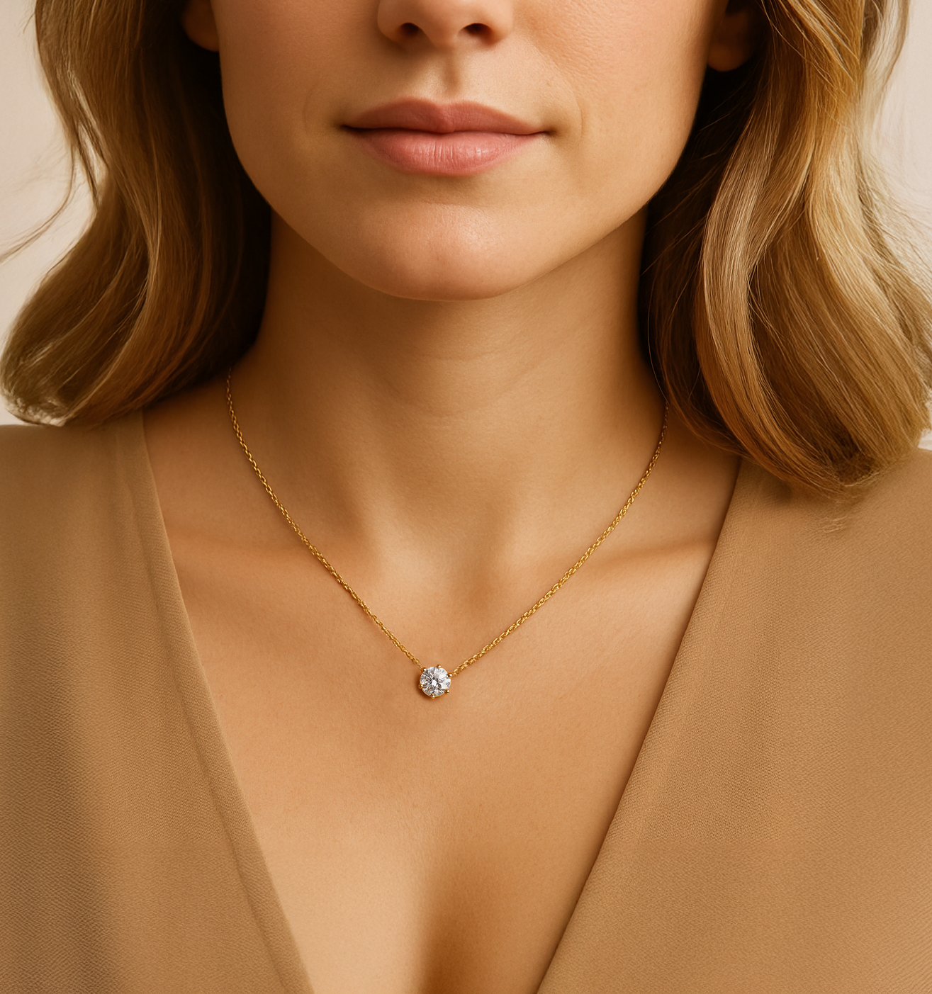 Solitaire CZ Diamond Necklace
