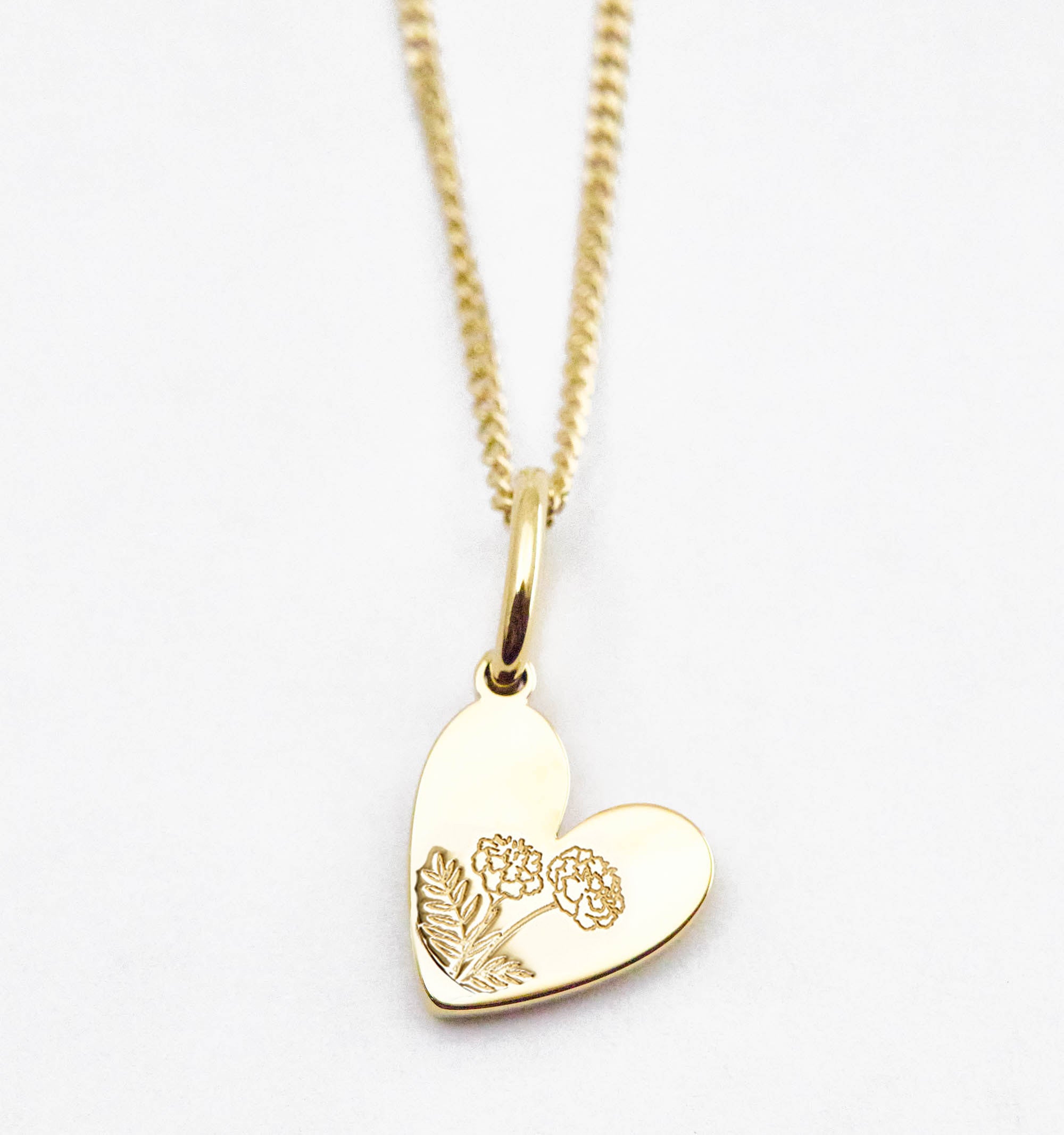 Birth Flower Heart Necklaces