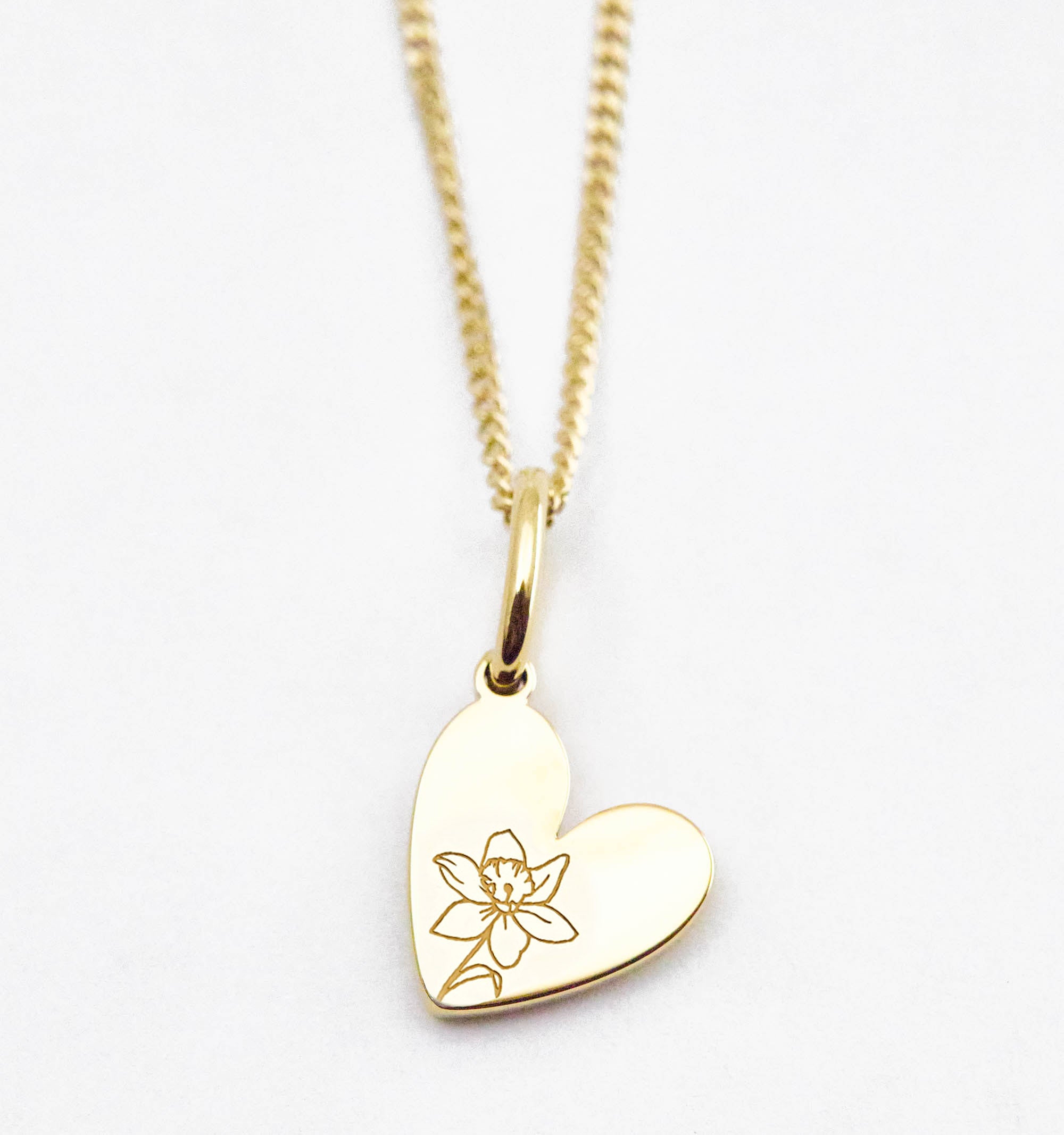 Birth Flower Heart Necklace - Narcissus