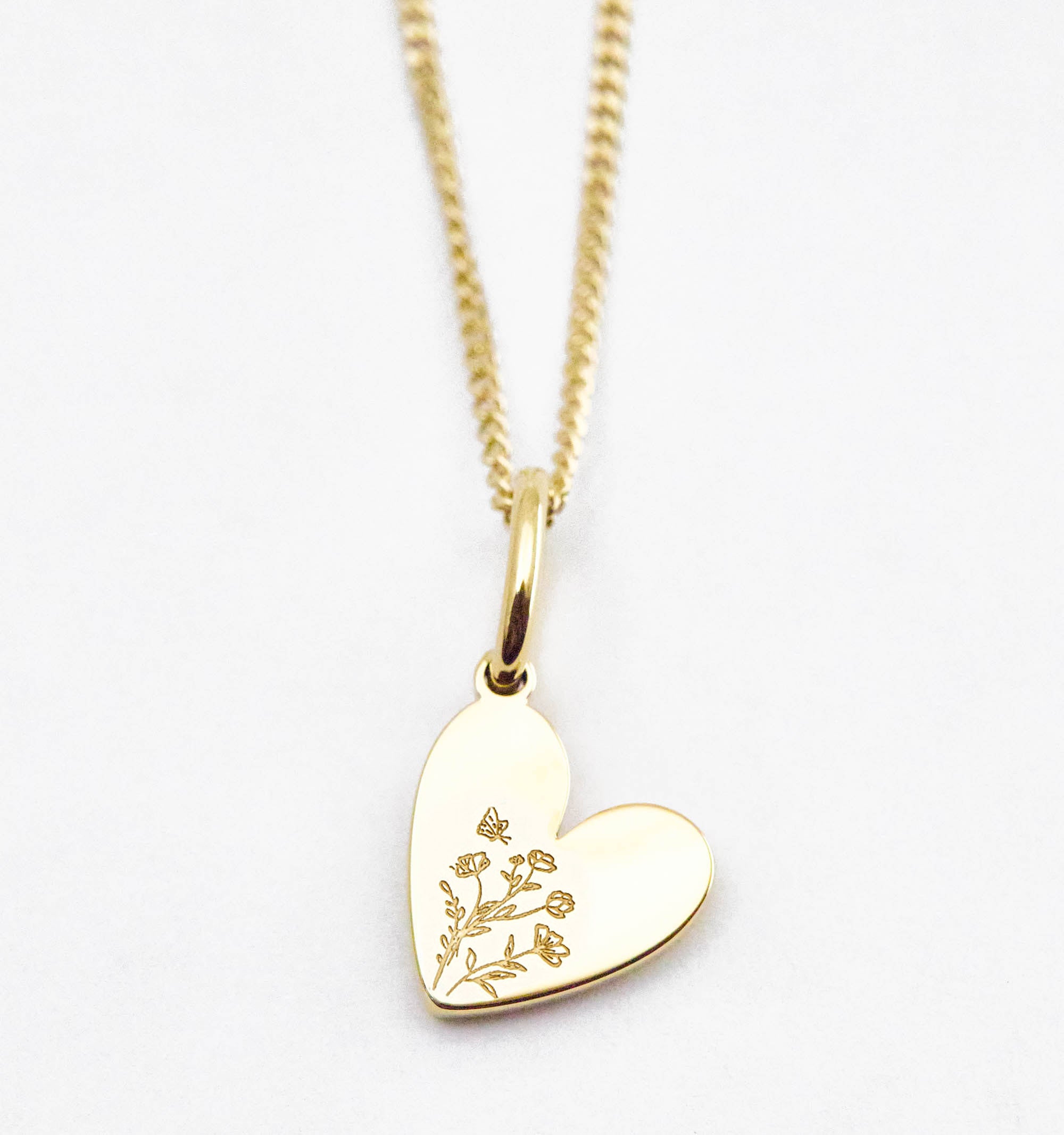 Birth Flower Heart Necklaces