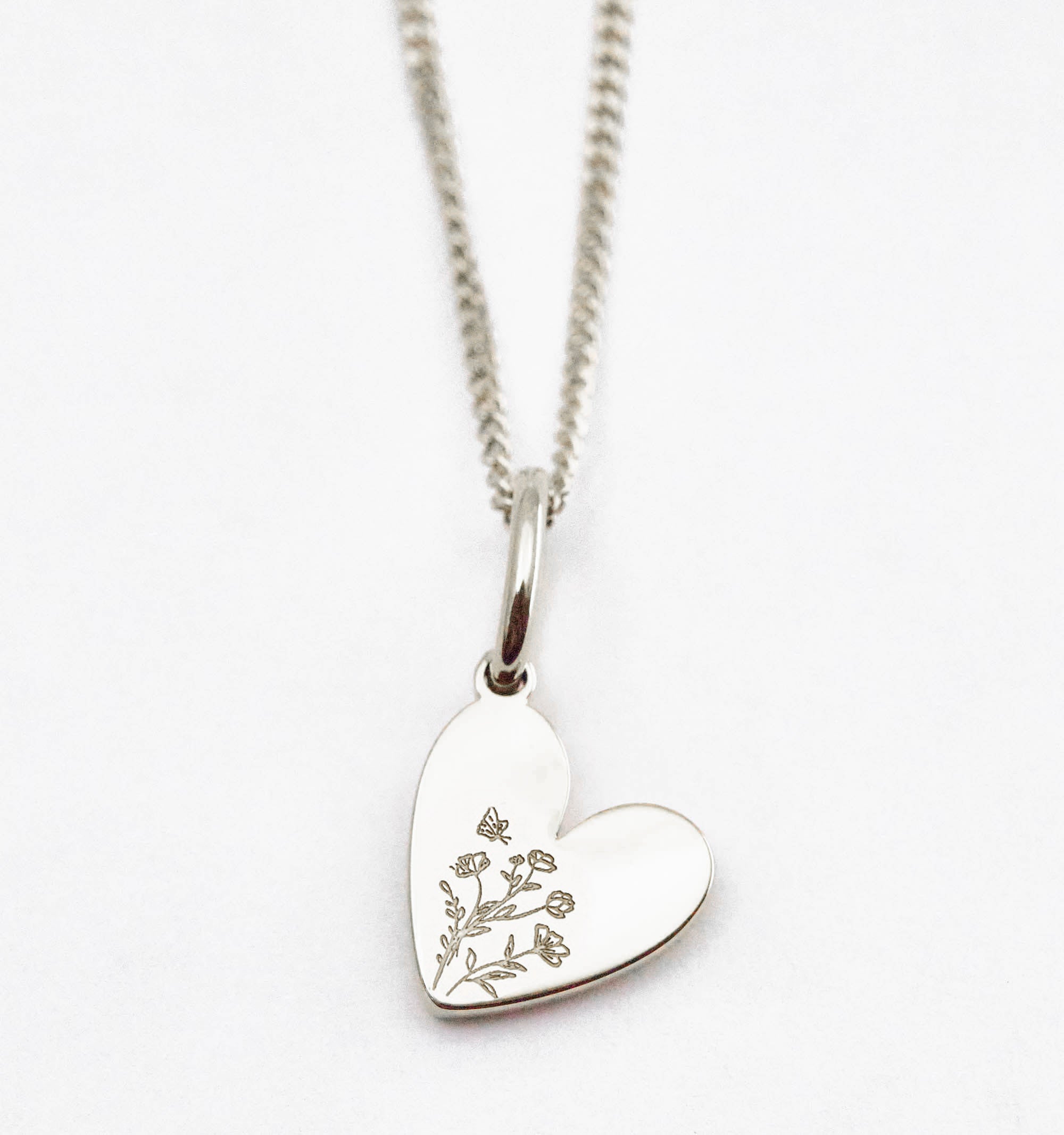 Birth Flower Heart Necklace - Wild Flower