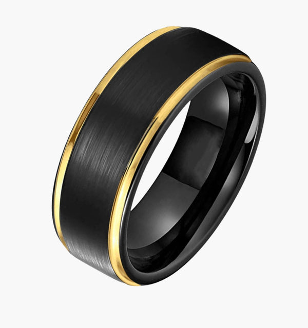 Black with Gold Accent Men's Wedding Ring