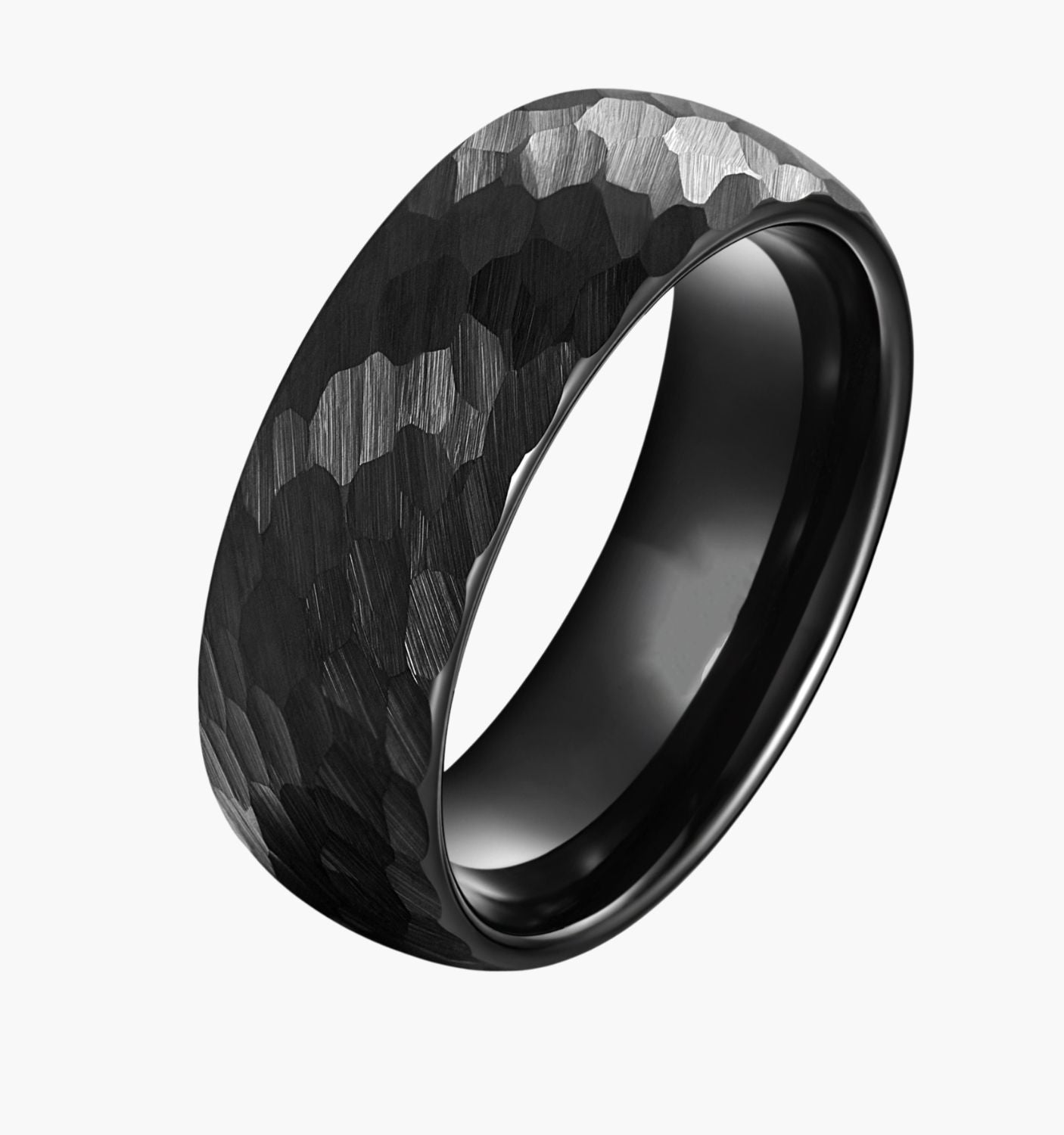 Hammered Black Men's Wedding Ring