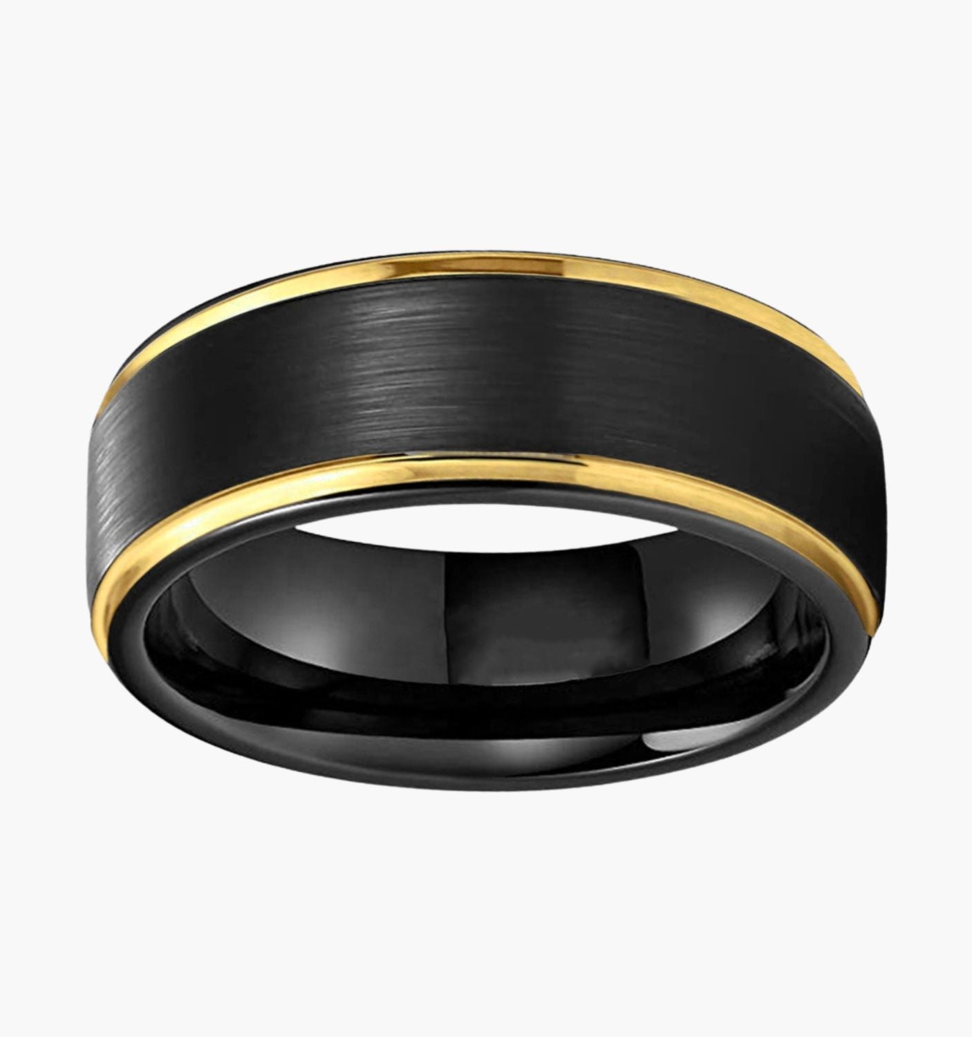 Black with Gold Accent Men's Wedding Ring