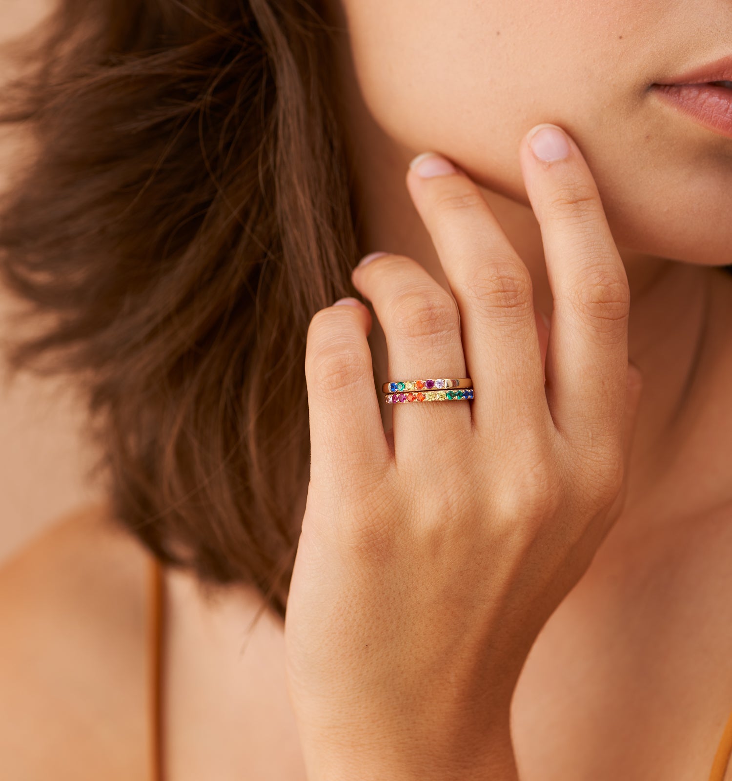 thumbnail image 2 of Carved Women Symbols And Rainbows Band Ring - Stainless Steel, LGBTQ Lesbian Pride - Size Selectable 2 of 4