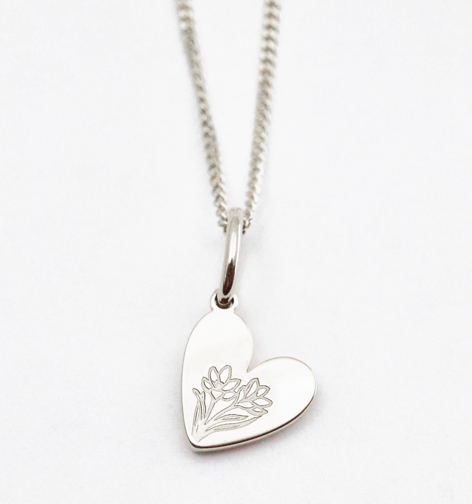 Birth Flower Heart Necklace - Violet