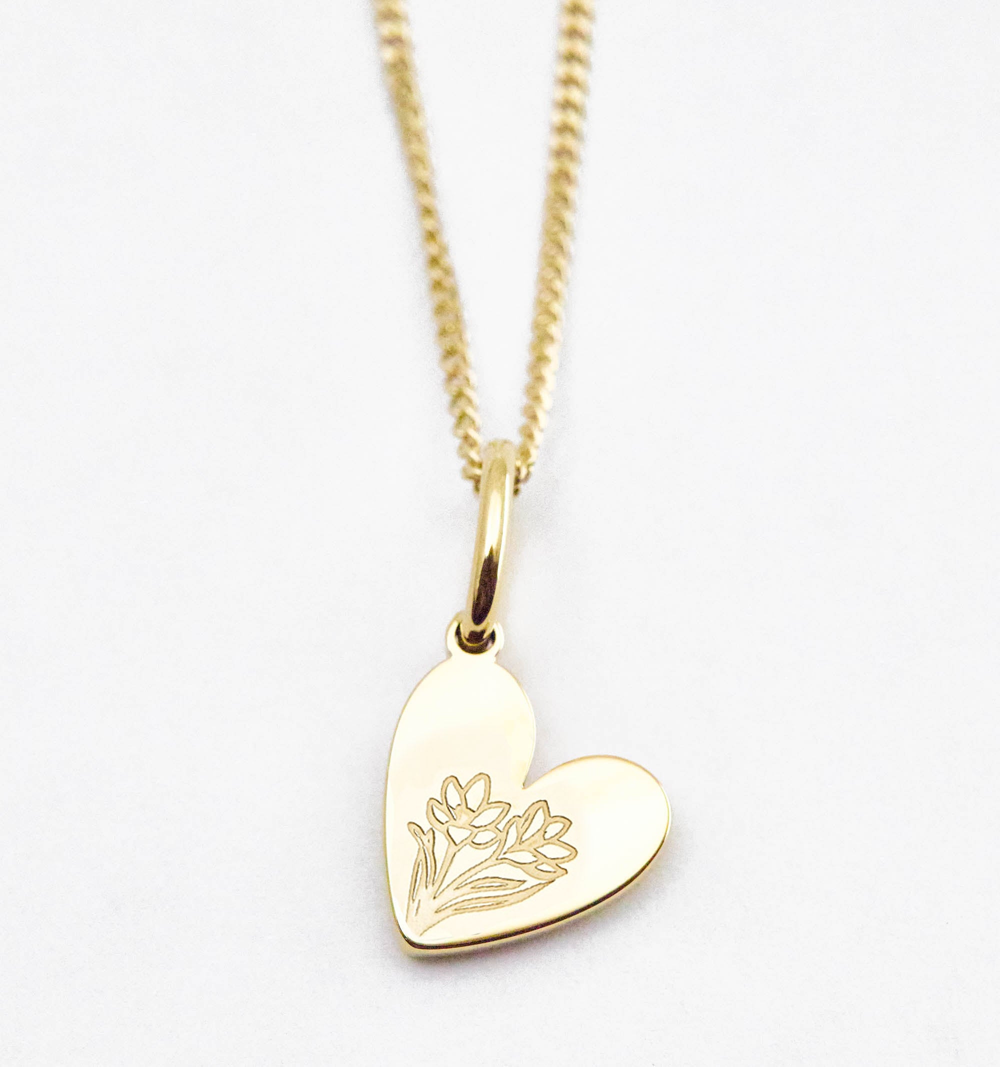 Birth Flower Heart Necklace - Violet
