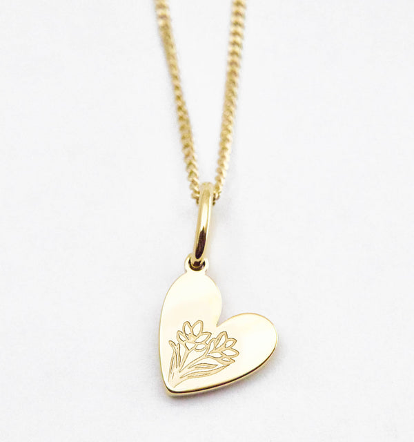 Birth Flower Heart Necklace - Violet