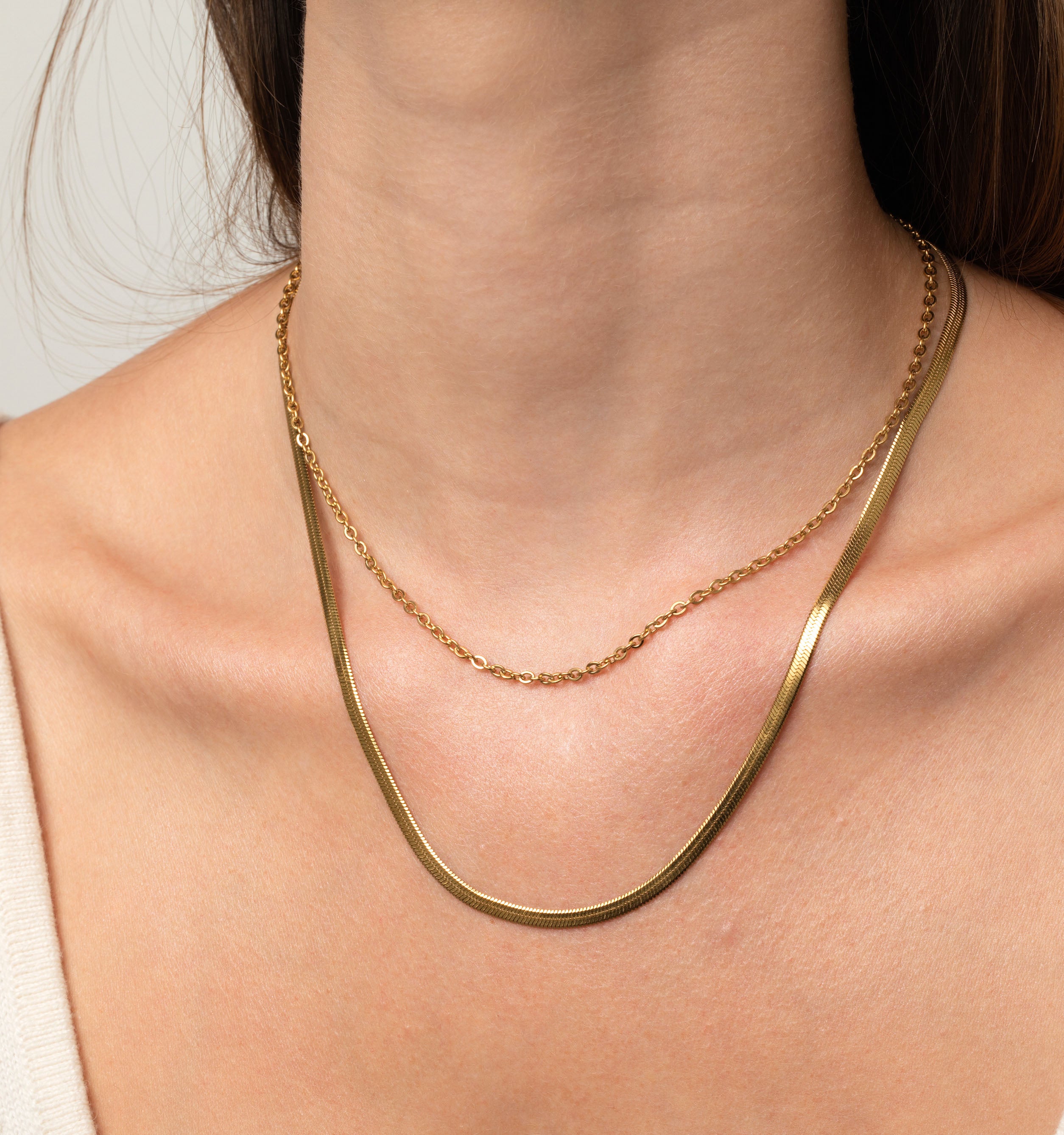 Layered Herringbone & Cable Necklace