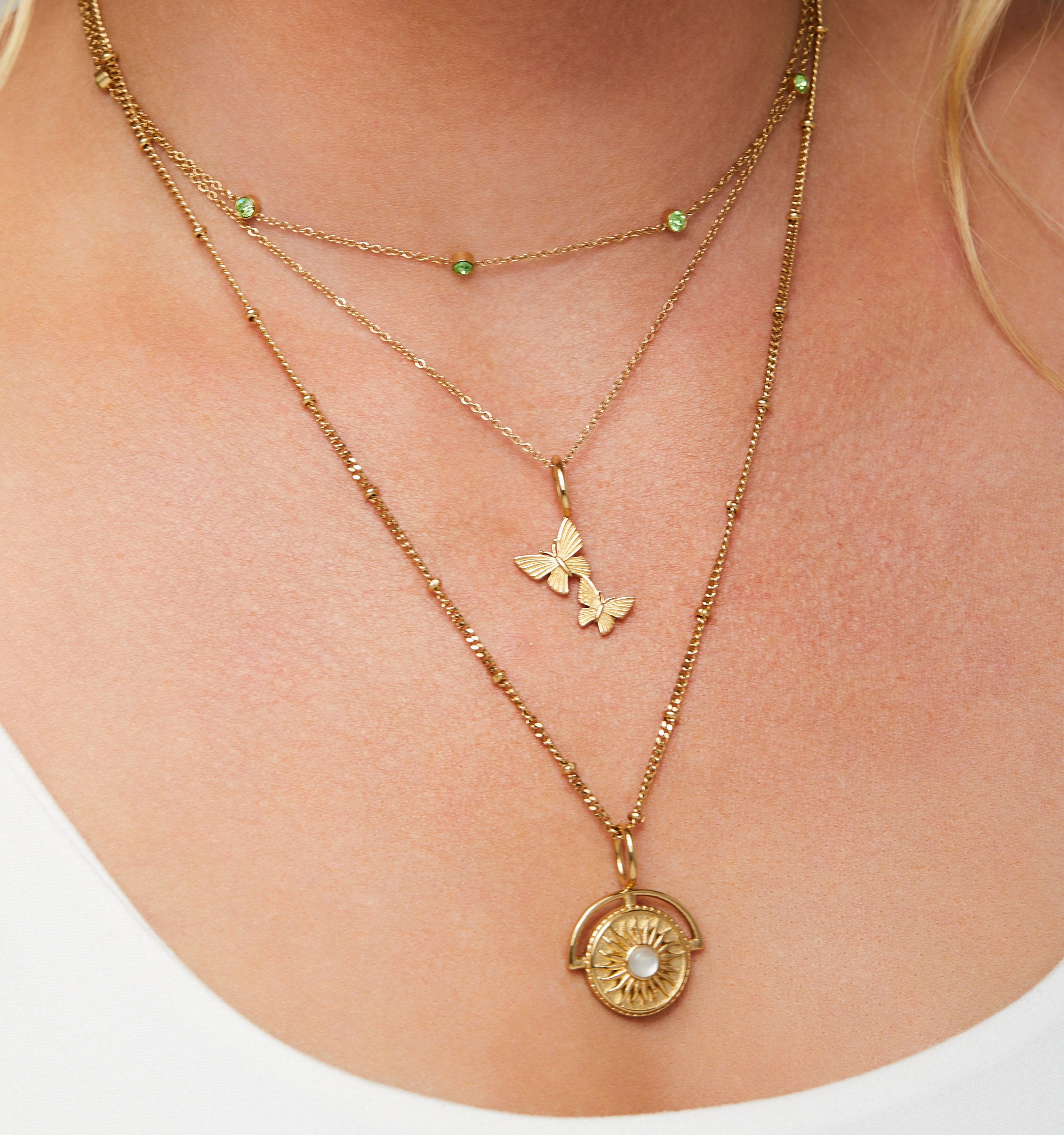 Sun & Butterfly Necklaces -  Set of 3