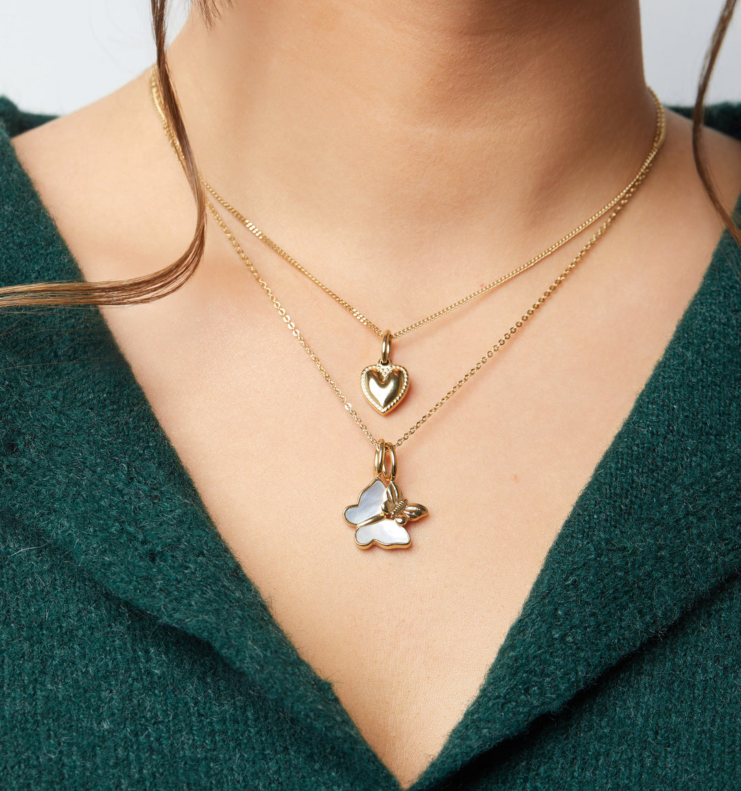 Pearl Butterfly Necklace With Mini Butterfly Charm