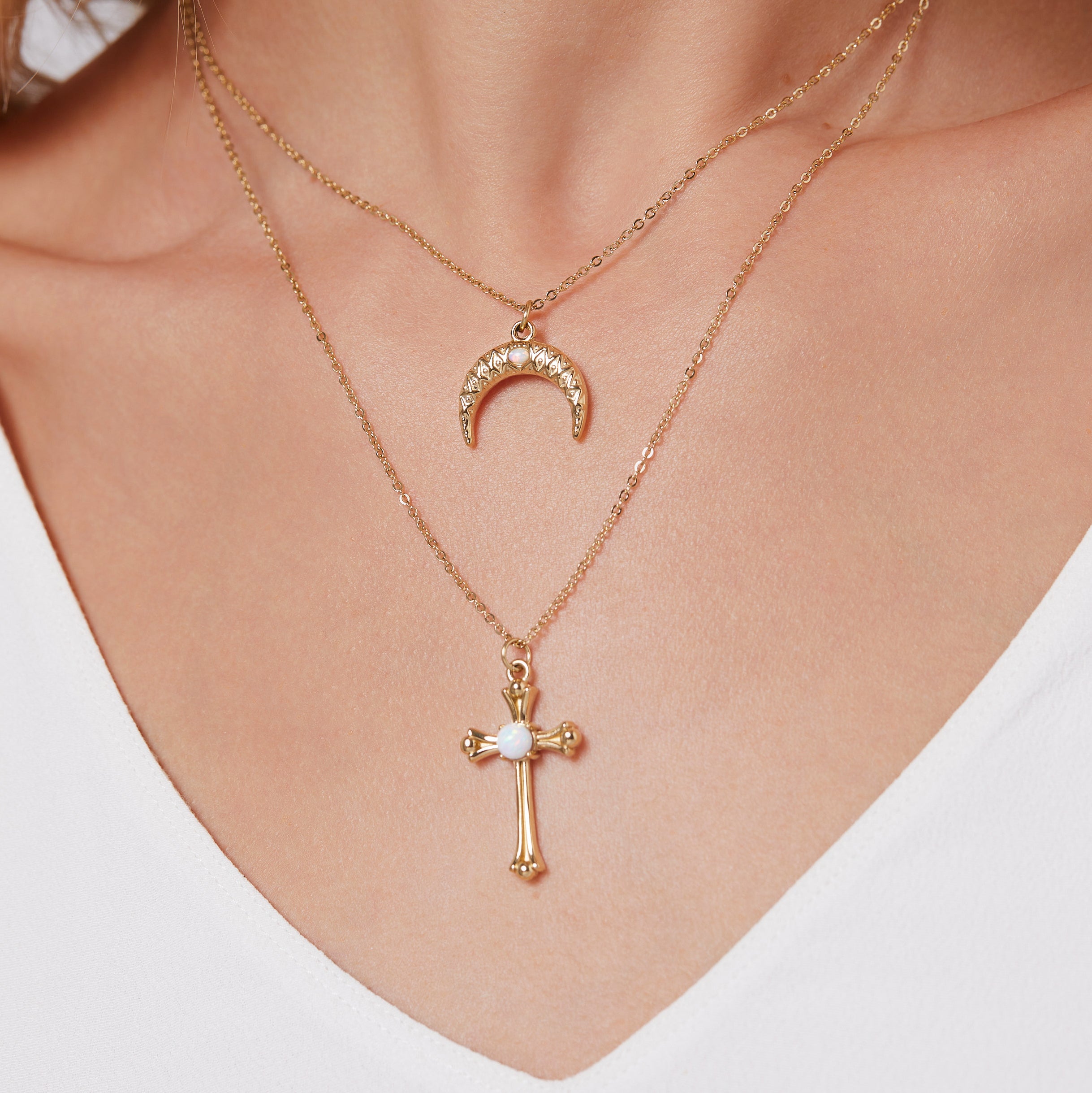 Opal Cross Necklace