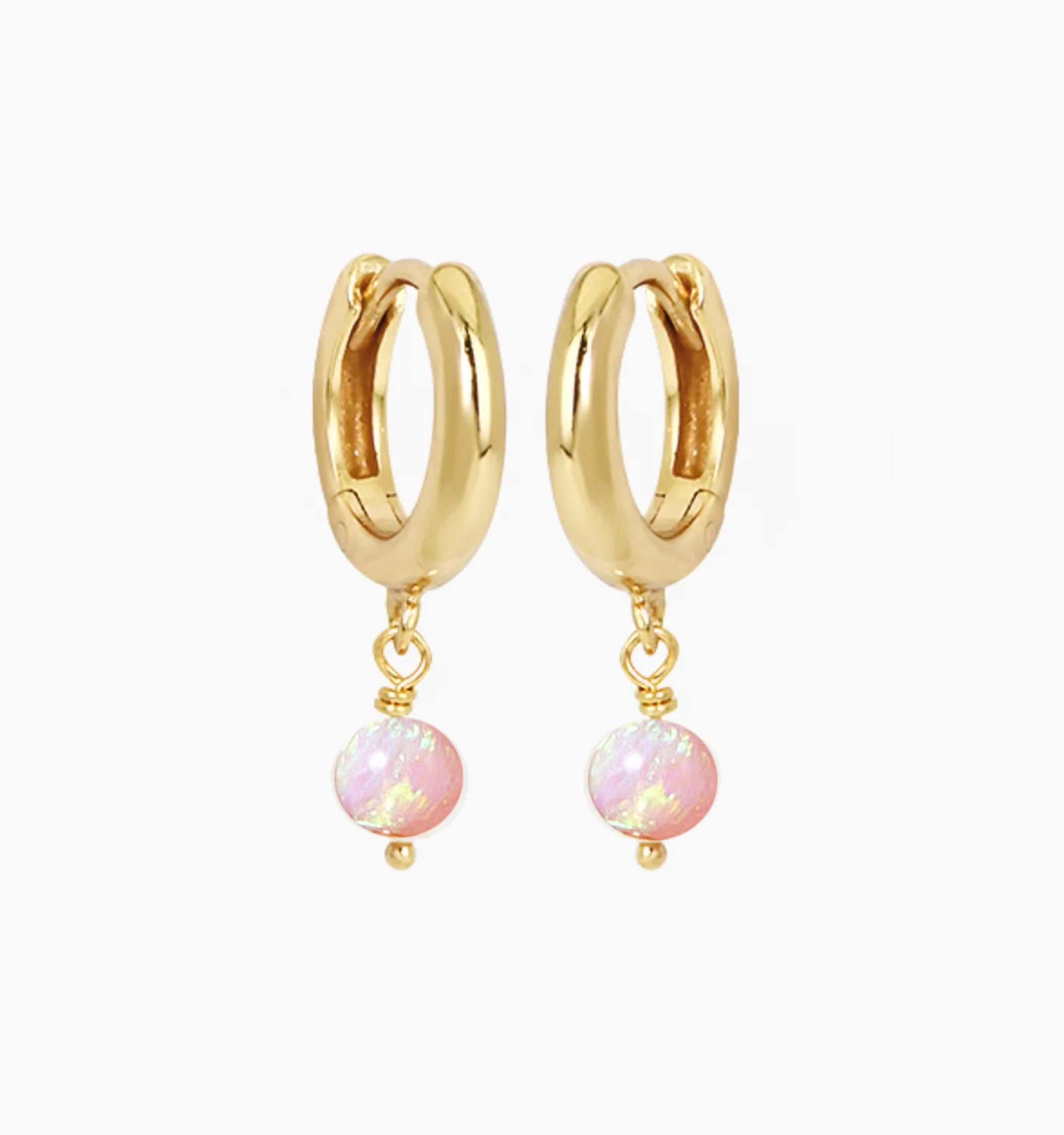 Pink Opal Huggie Earrings