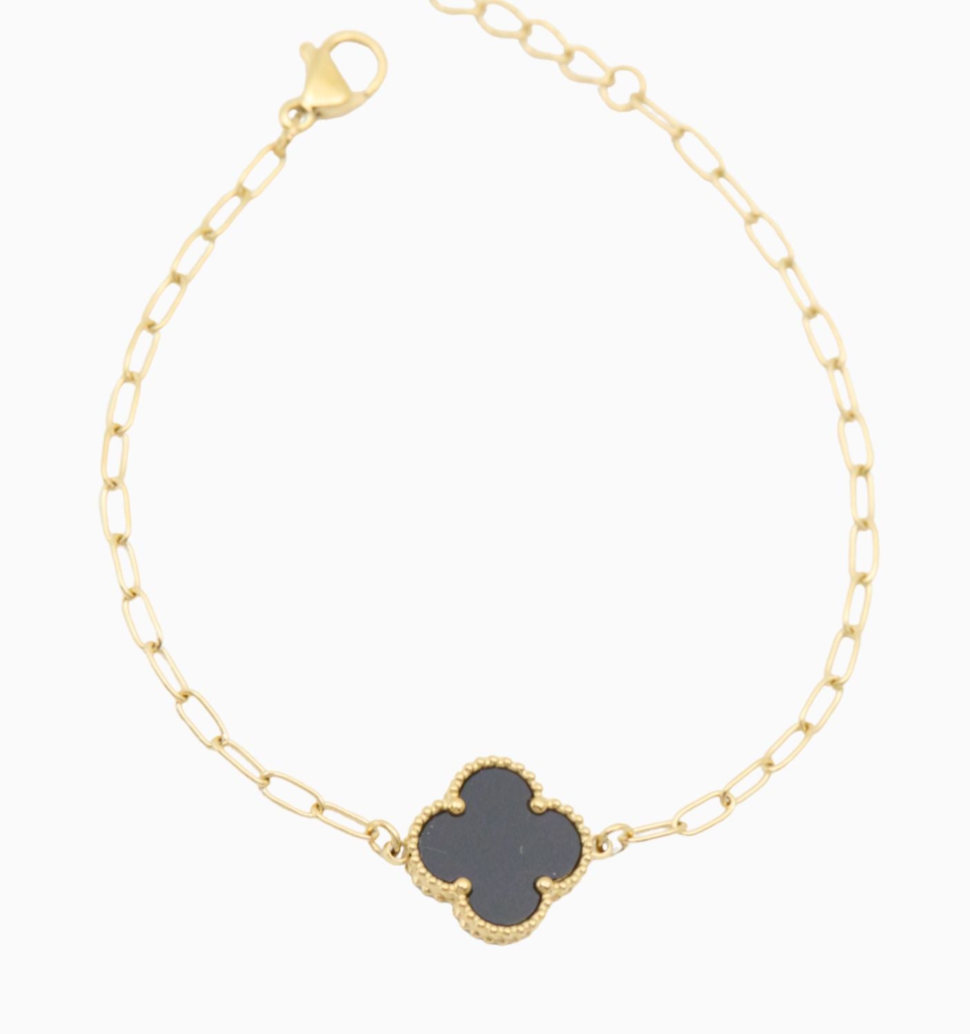 Onyx Black Clover Bracelet
