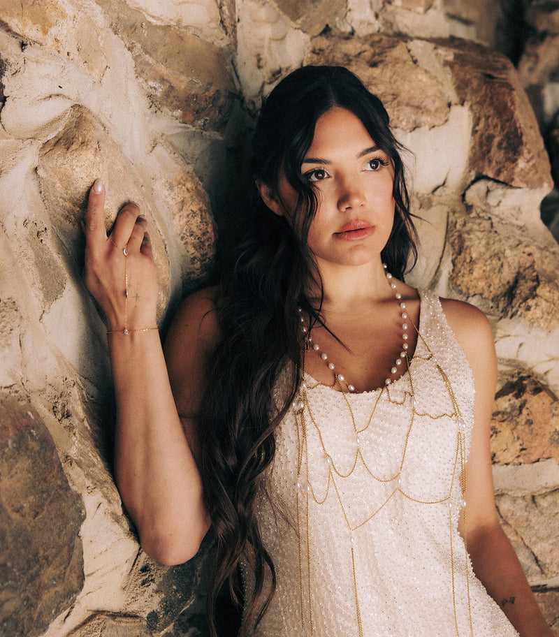 Golden Pearl Veil Necklace