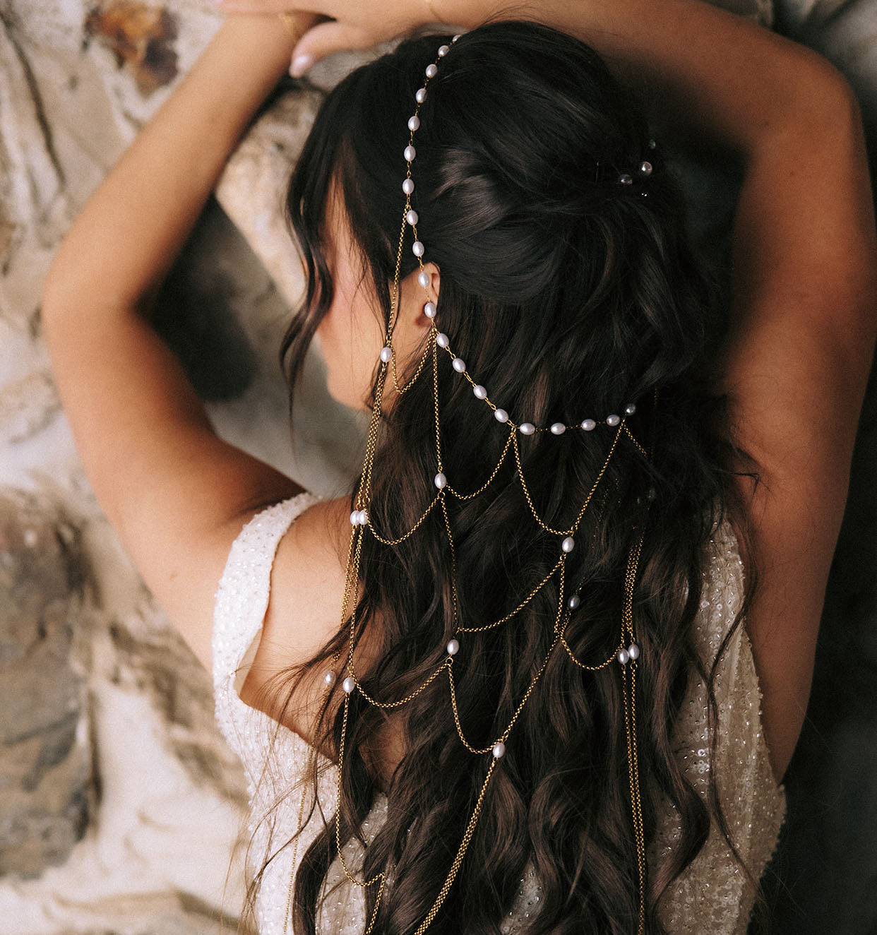 Golden Pearl Veil Necklace
