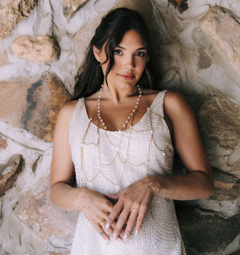 Golden Pearl Veil Necklace
