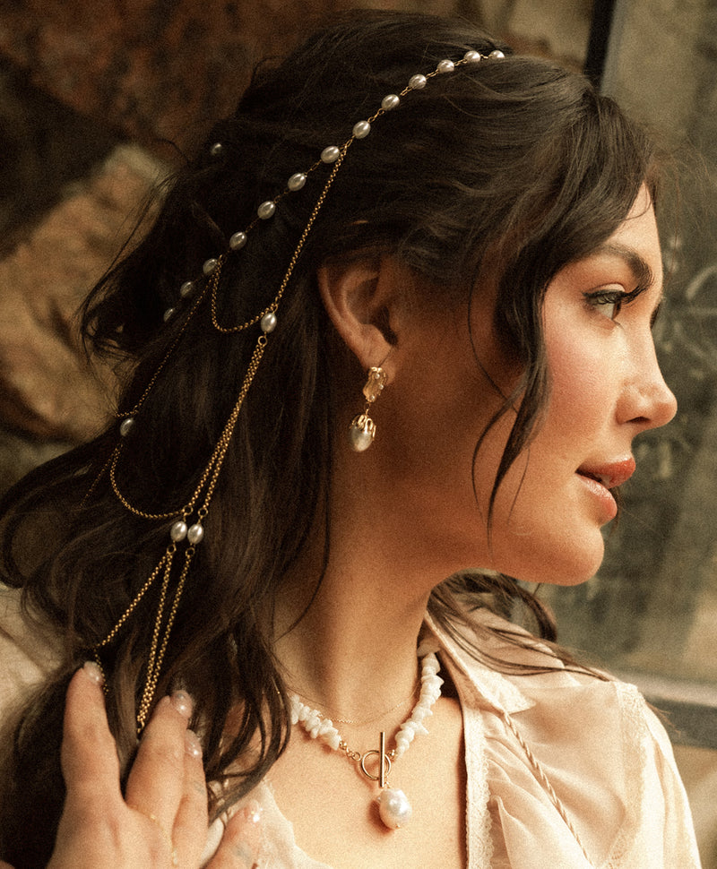 Gilded Pearl Drop Earrings
