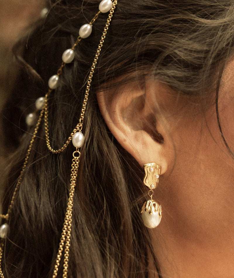 Gilded Pearl Drop Earrings