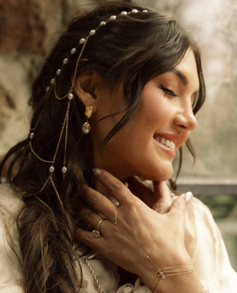 Gilded Pearl Drop Earrings