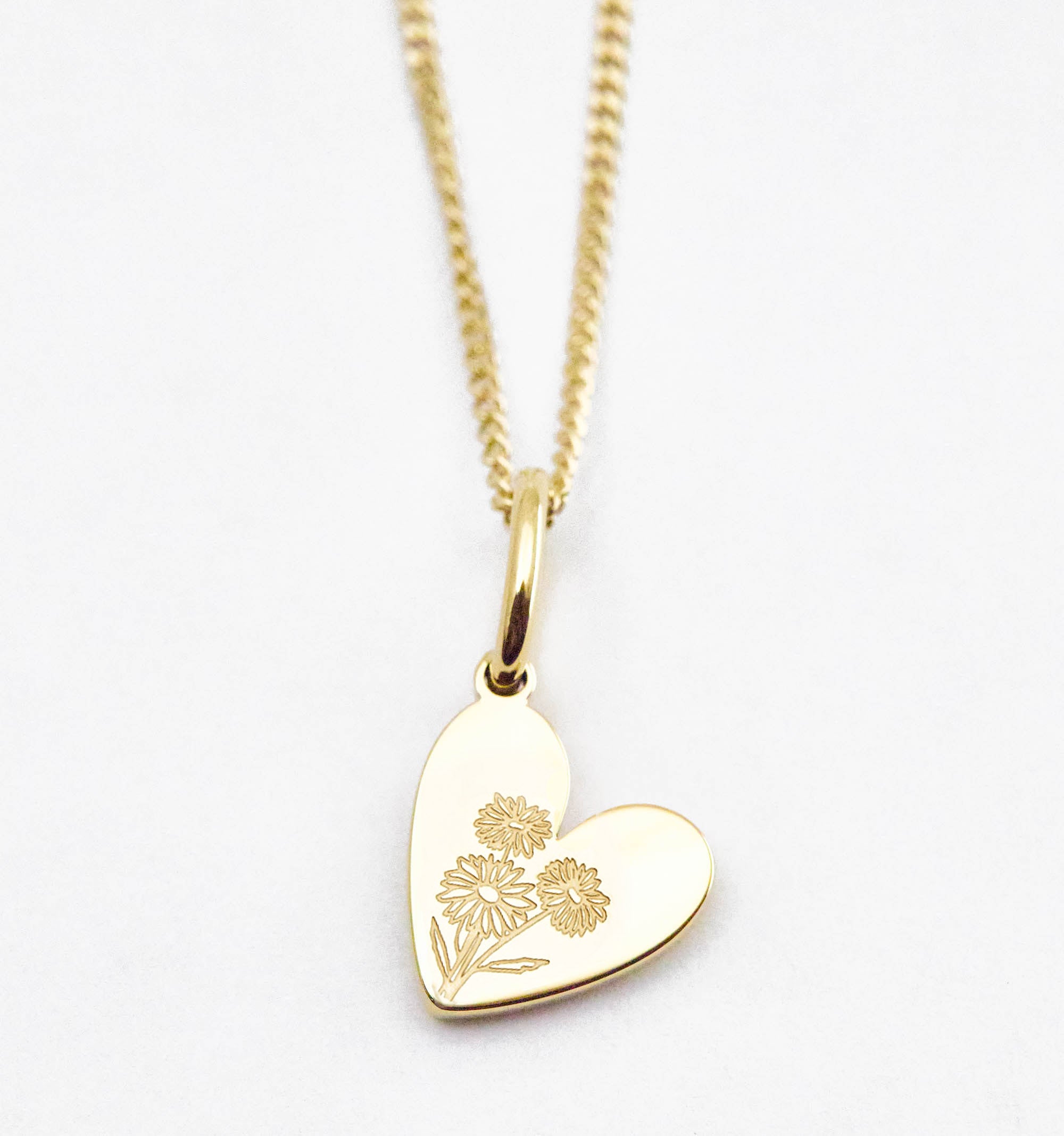 Birth Flower Heart Necklaces