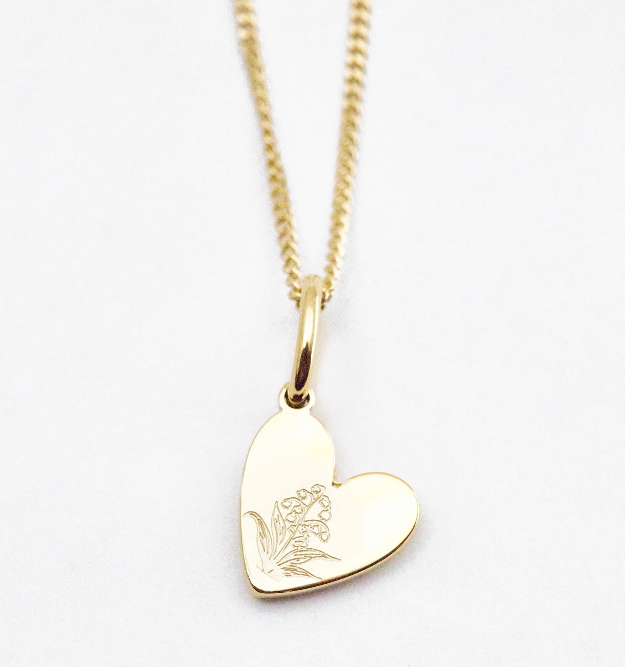 Birth Flower Heart Necklace - Lily of the Valley