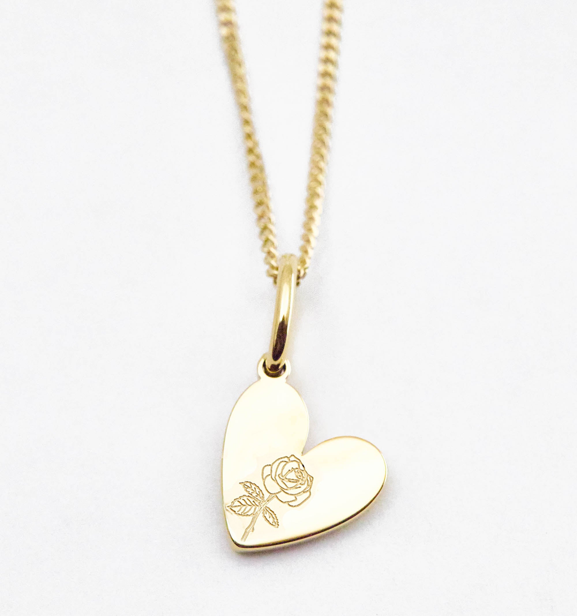 Birth Flower Heart Necklace - Rose