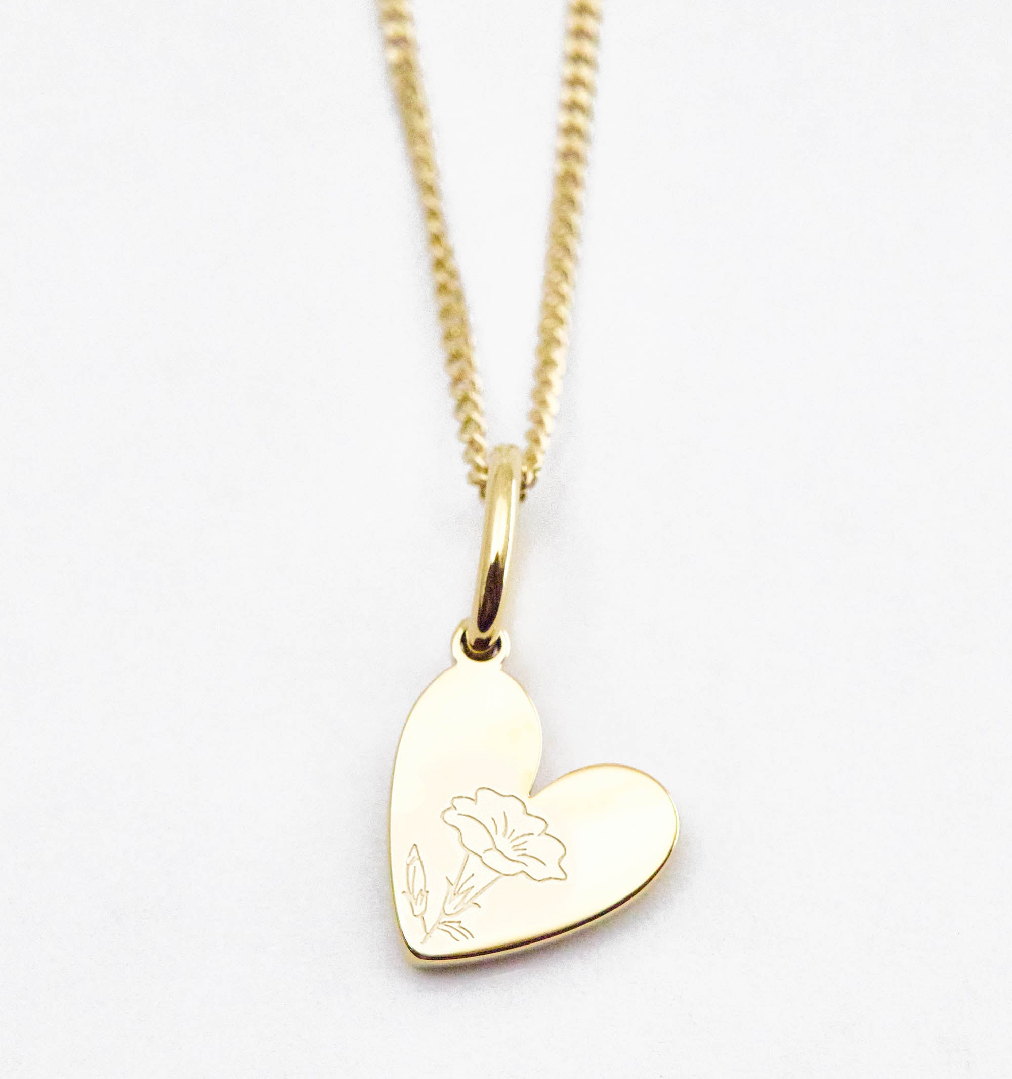 Birth Flower Heart Necklace - Morning Glory