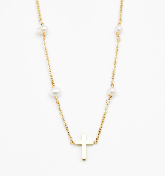 Cross Pearl Link Necklace – Rellery