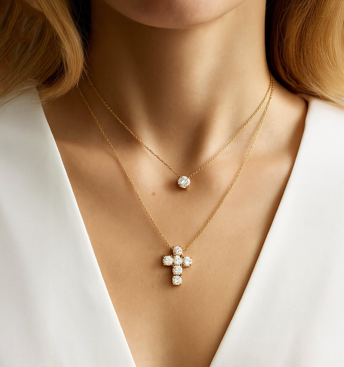 Cross CZ Diamond Necklace