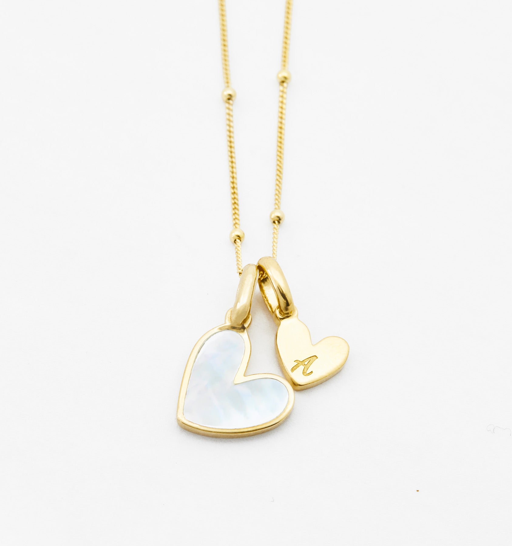 Heart Necklace + Herringbone Chain Set